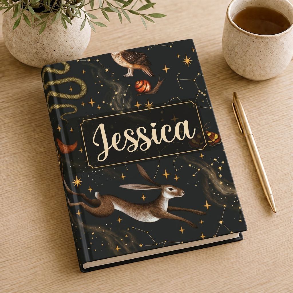 Celestial Woodland Drift Custom Name Journal