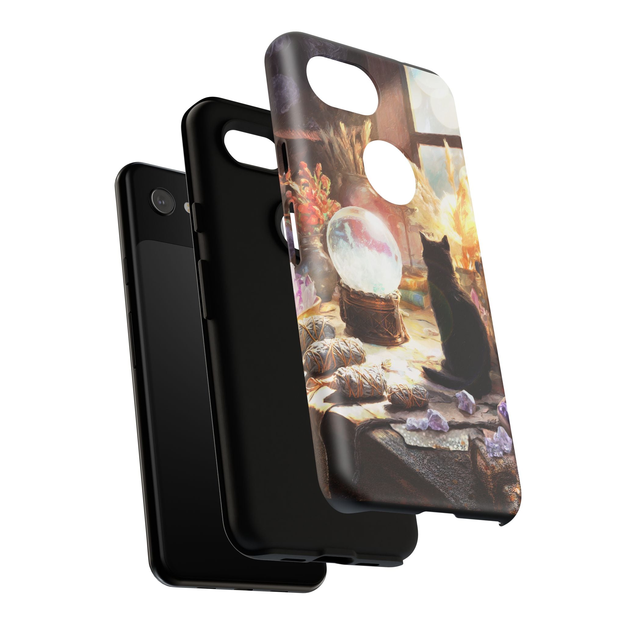 Crystal Phone case, Black Cat Case - Aesthetic Tough Case for Black Cat Lovers, Gift for Her, Witch Decor, Phone Protector, Home Vibes