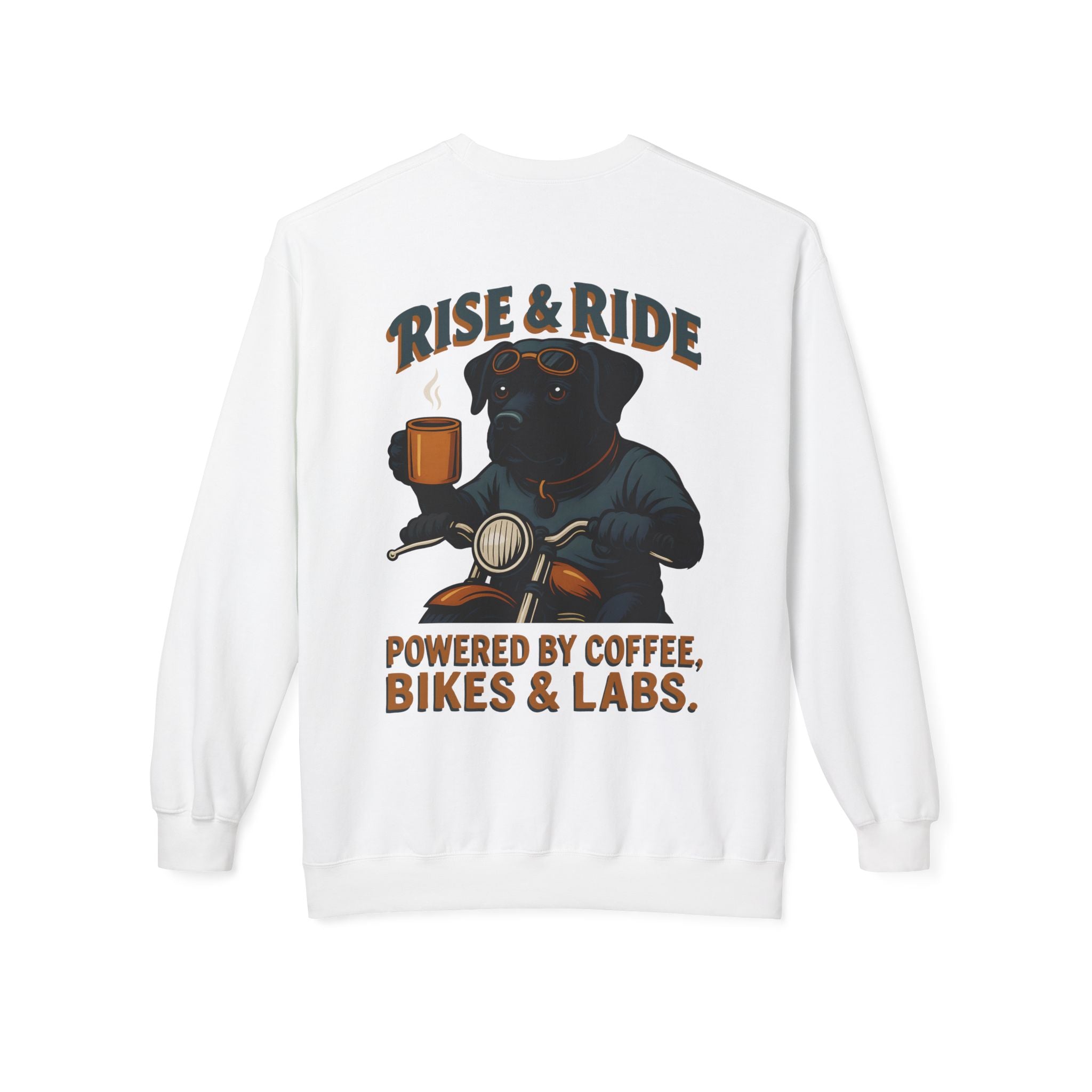 Dog Husky Biker Coffee Shirt | Husky Motorcycle Sweatshirt for Men Back Print