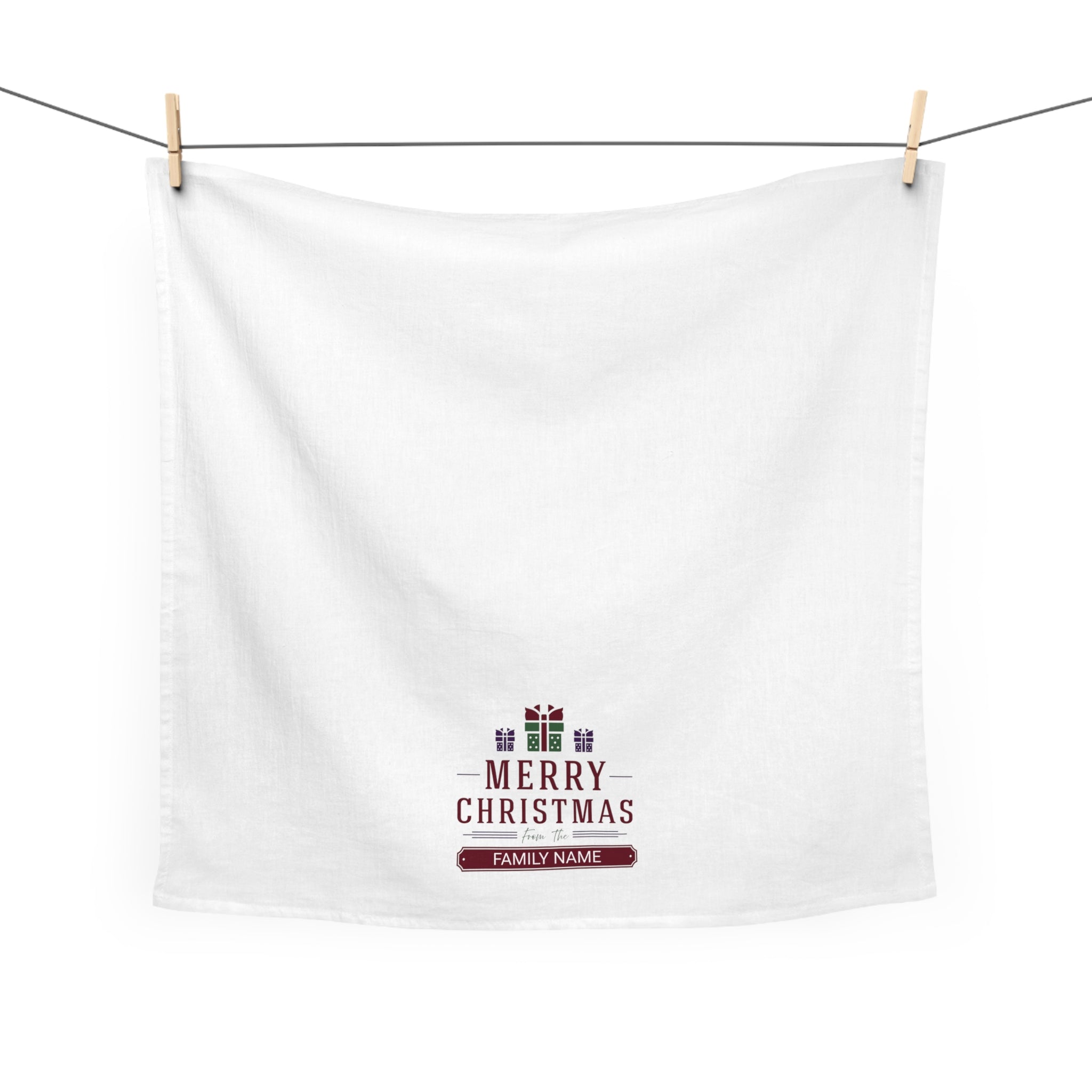 Custom Christmas Tea Towel, Holiday Kitchen Décor, Personalized Gift, Family Name Towel, Festive Home Accessory