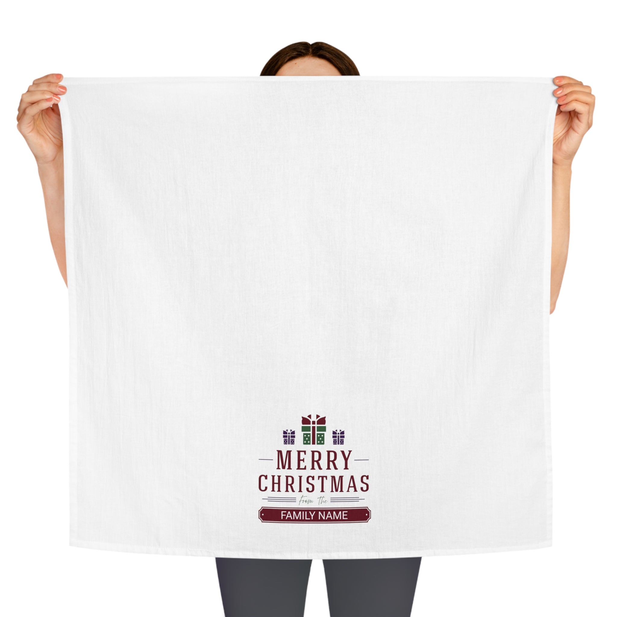 Custom Christmas Tea Towel, Holiday Kitchen Décor, Personalized Gift, Family Name Towel, Festive Home Accessory