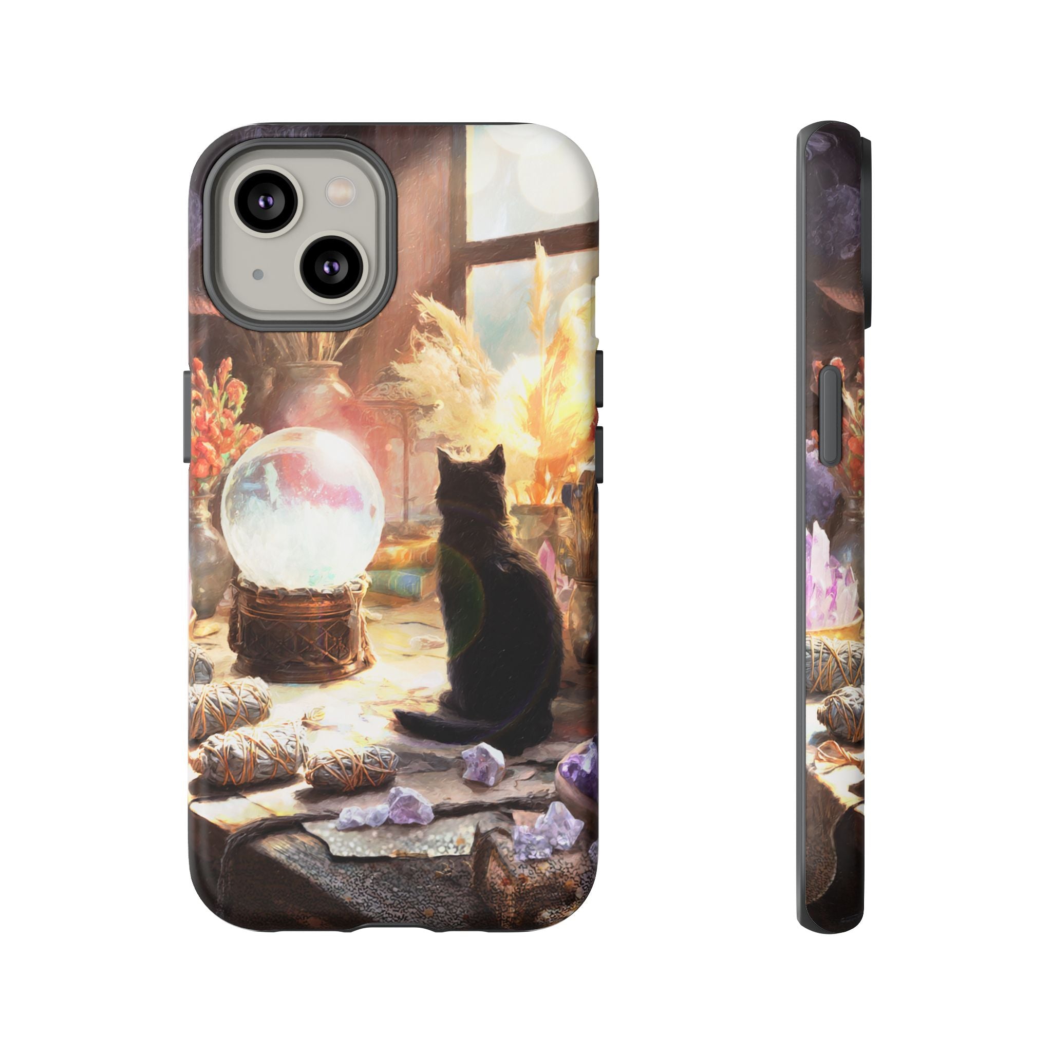 Crystal Phone case, Black Cat Case - Aesthetic Tough Case for Black Cat Lovers, Gift for Her, Witch Decor, Phone Protector, Home Vibes