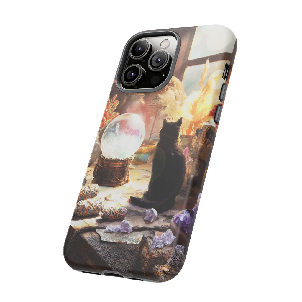 Crystal Phone case, Black Cat Case - Aesthetic Tough Case for Black Cat Lovers, Gift for Her, Witch Decor, Phone Protector, Home Vibes