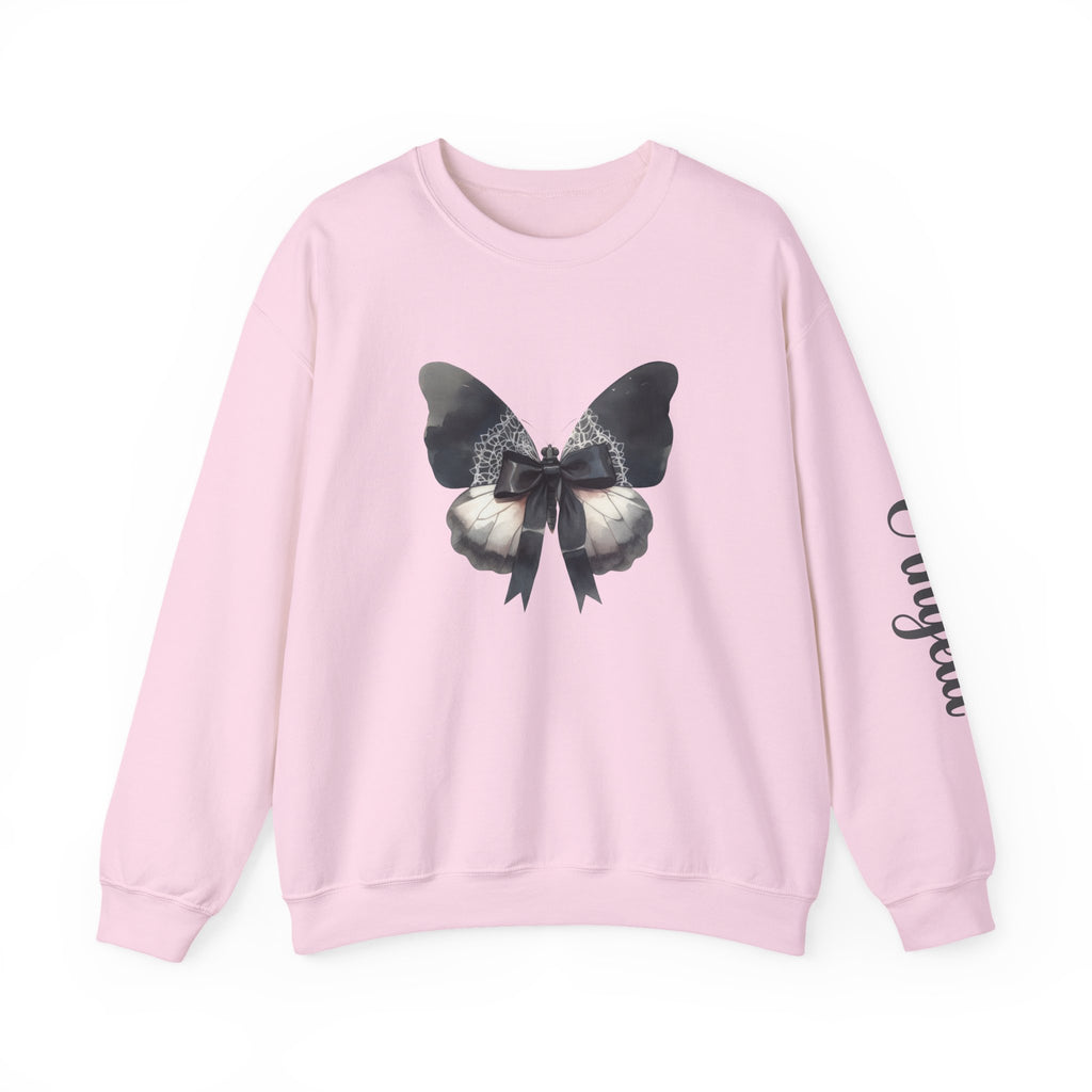 Valentine Dark Butterfly Shirt | Personalized Name Sleeve Sweatshirt Gift for Her