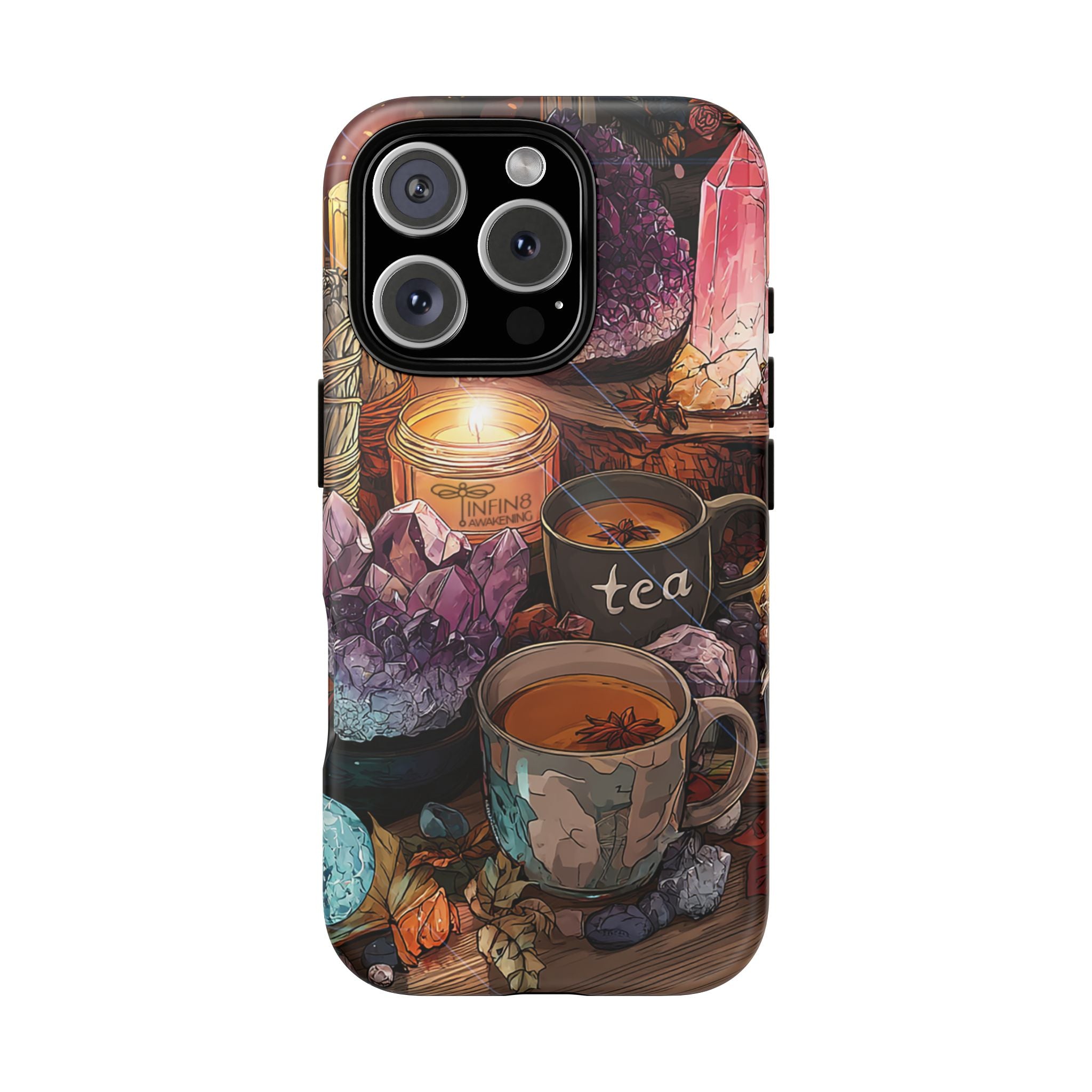 Mystical Crystal Phone Case, Cottagecore Samsung Case - Crystal Tea Lovers Phone Case, Spiritual iPhone Case, Samsung Magical FairyCore Case