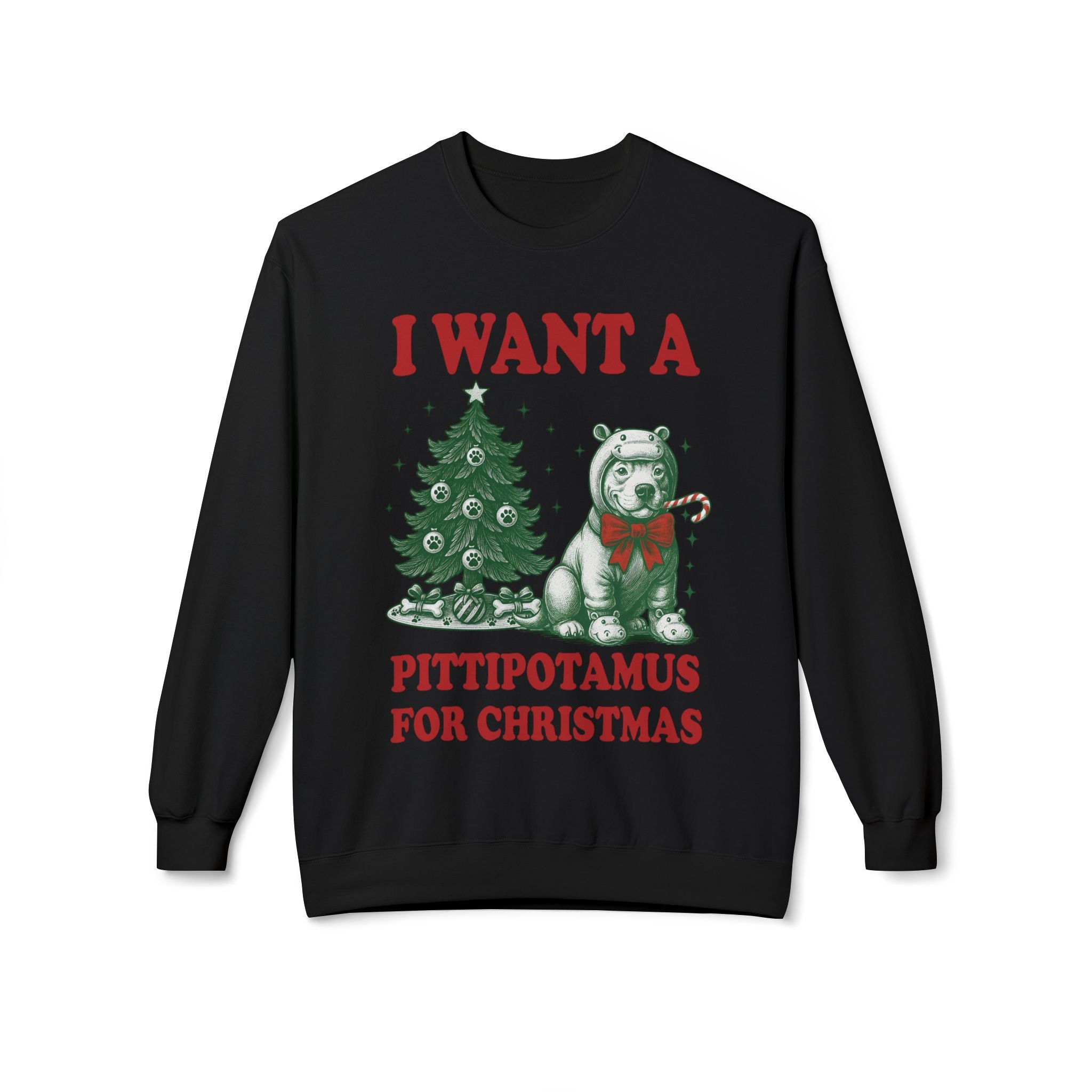Pitbull Christmas Pullover | Cute Pittipotamus Holiday Sweatshirt for Dog Lovers