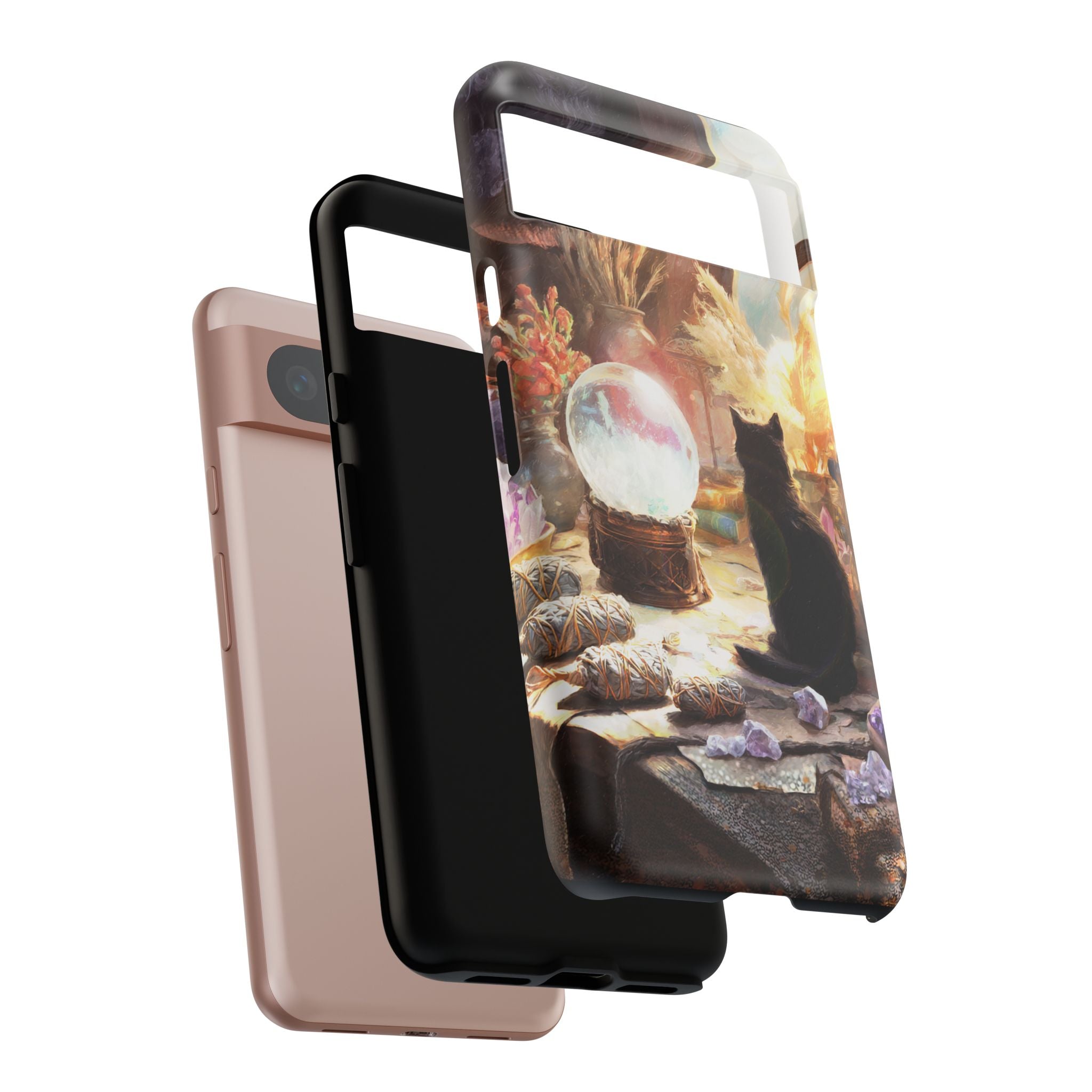 Crystal Phone case, Black Cat Case - Aesthetic Tough Case for Black Cat Lovers, Gift for Her, Witch Decor, Phone Protector, Home Vibes