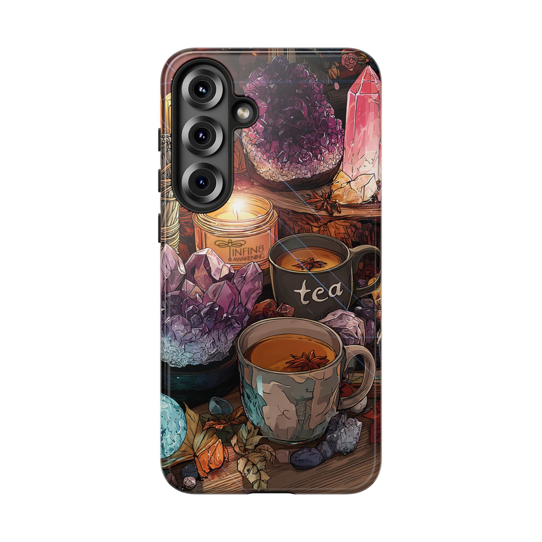 Mystical Crystal Phone Case, Cottagecore Samsung Case - Crystal Tea Lovers Phone Case, Spiritual iPhone Case, Samsung Magical FairyCore Case