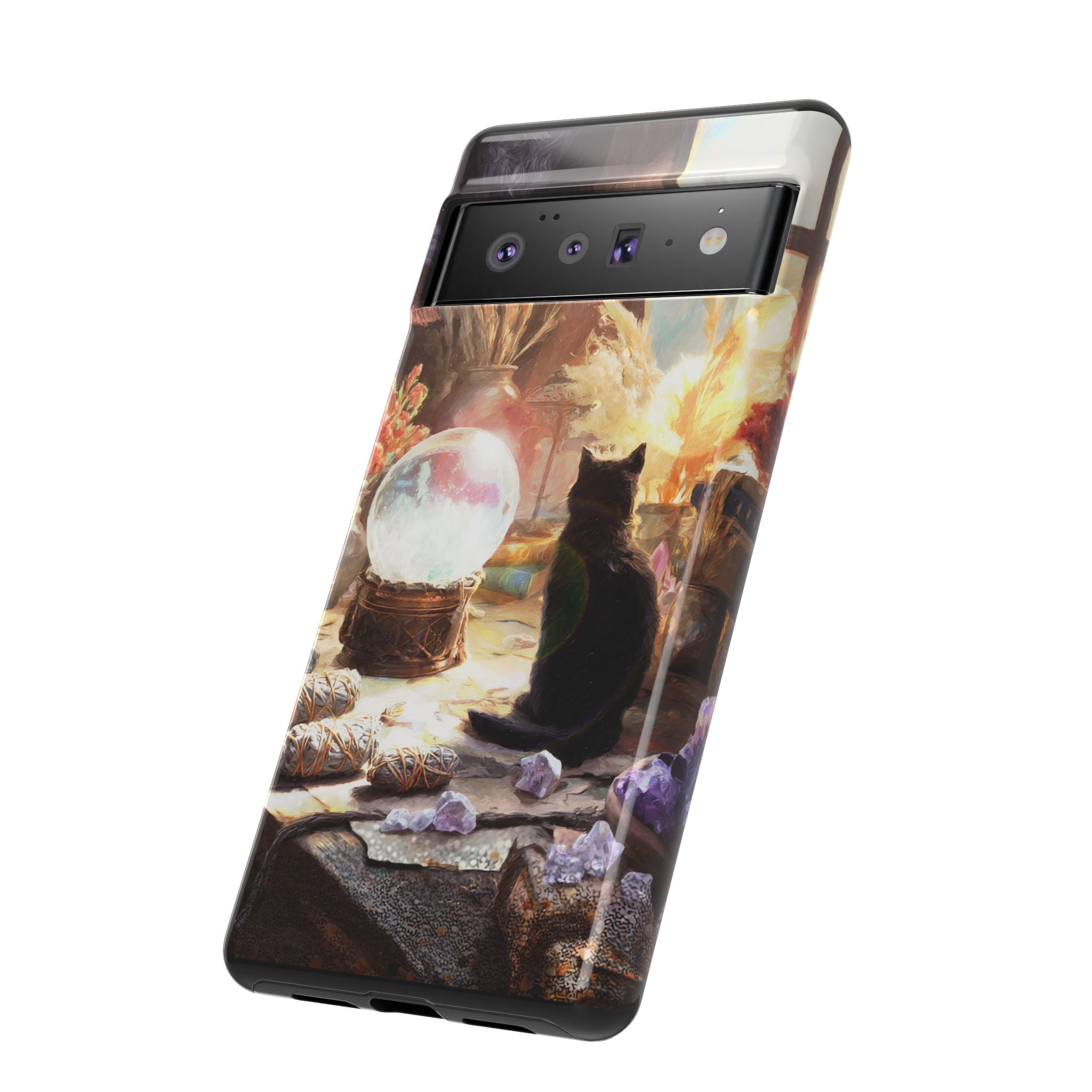 Crystal Phone case, Black Cat Case - Aesthetic Tough Case for Black Cat Lovers, Gift for Her, Witch Decor, Phone Protector, Home Vibes