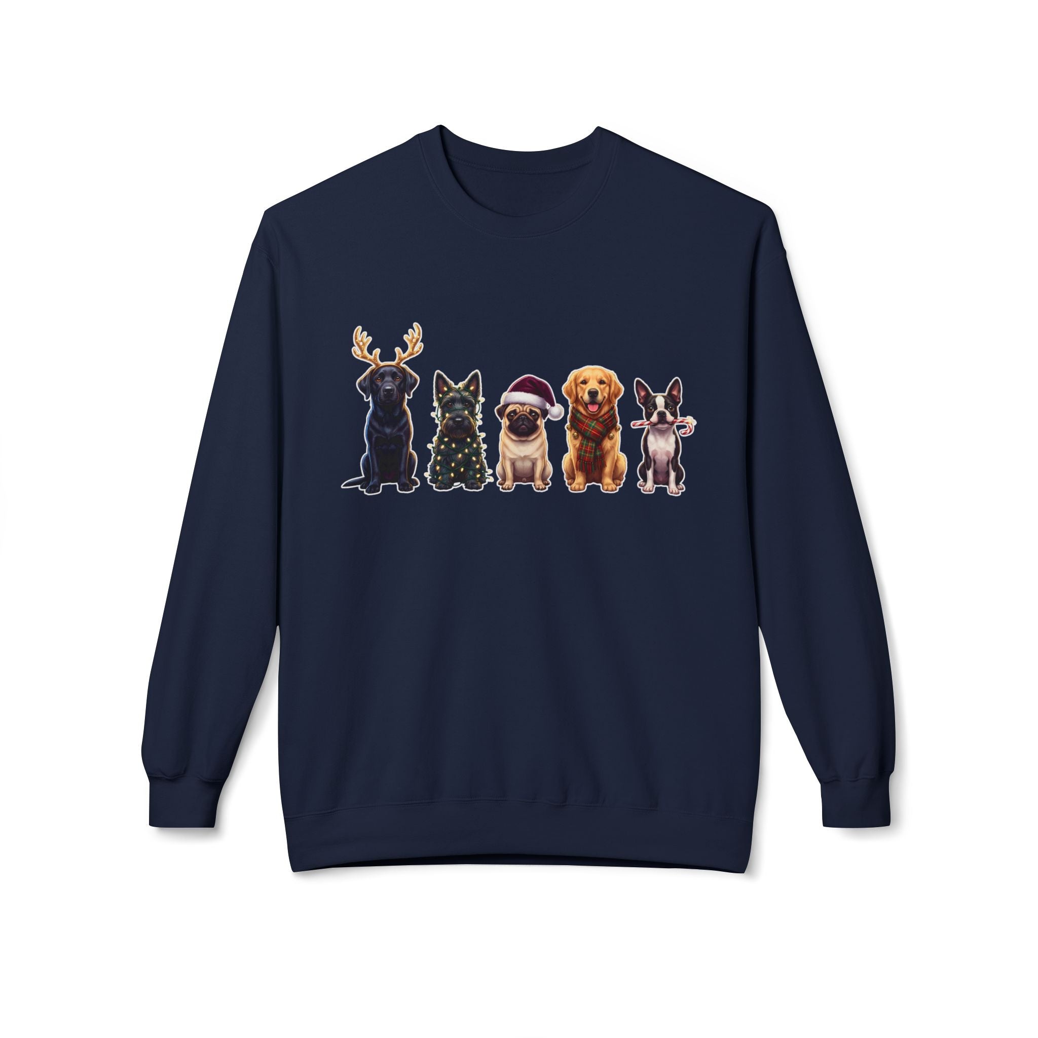 Santa Paws Crew Dog Christmas Pullover | Labrador Terrier Pug Golden Retriever Boston Terrier Gift