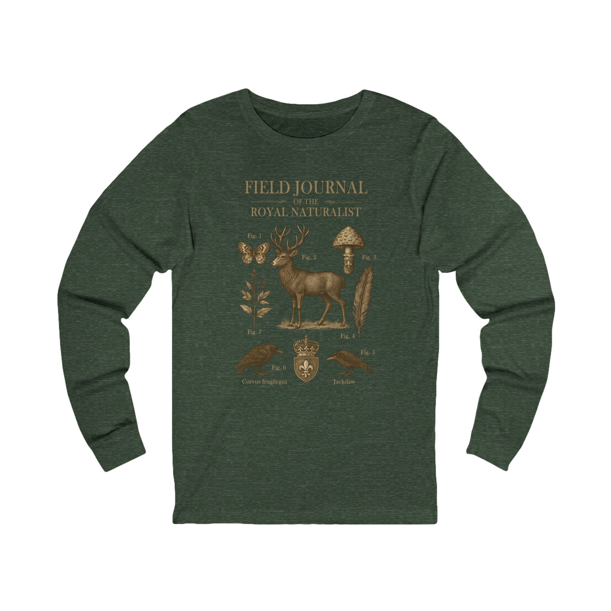 Field Journal of the Royal Naturalist Long Sleeve Tee | Castlecore nature study shirt inspired by medieval illustration and vintage fantasy