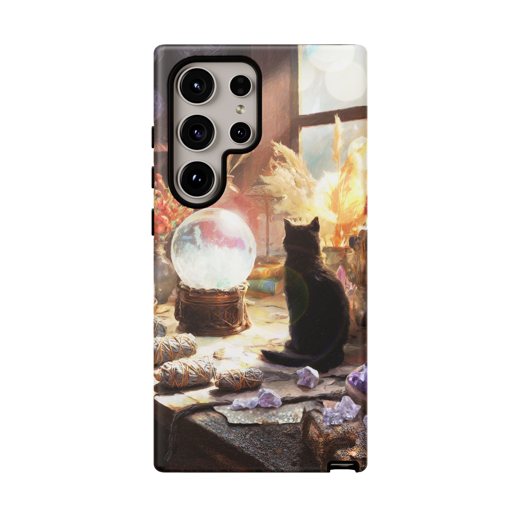 Crystal Phone case, Black Cat Case - Aesthetic Tough Case for Black Cat Lovers, Gift for Her, Witch Decor, Phone Protector, Home Vibes