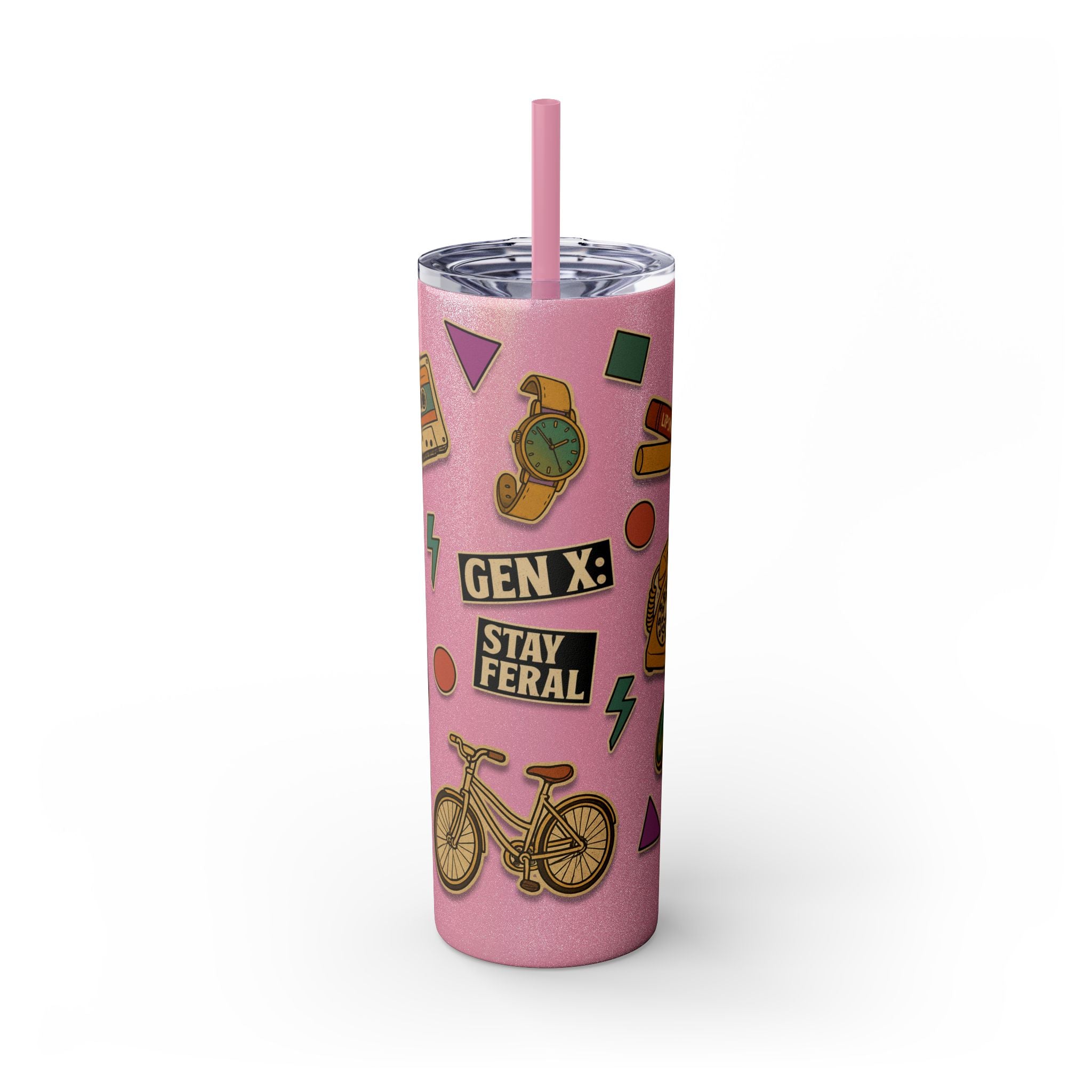 Gen X Stay Feral Skinny Tumbler | Retro 20oz Drinkware for Bold GenX Style
