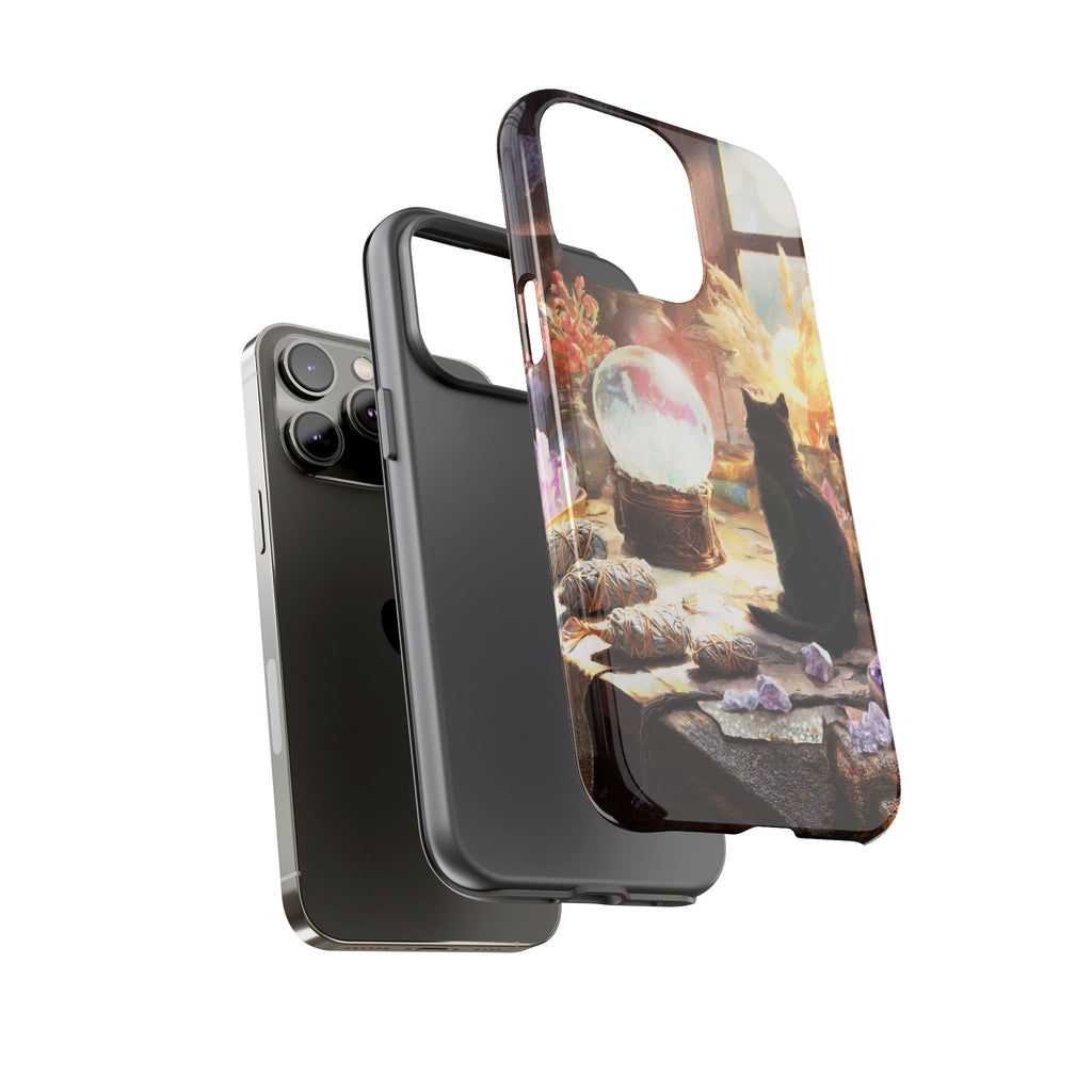 Crystal Phone case, Black Cat Case - Aesthetic Tough Case for Black Cat Lovers, Gift for Her, Witch Decor, Phone Protector, Home Vibes