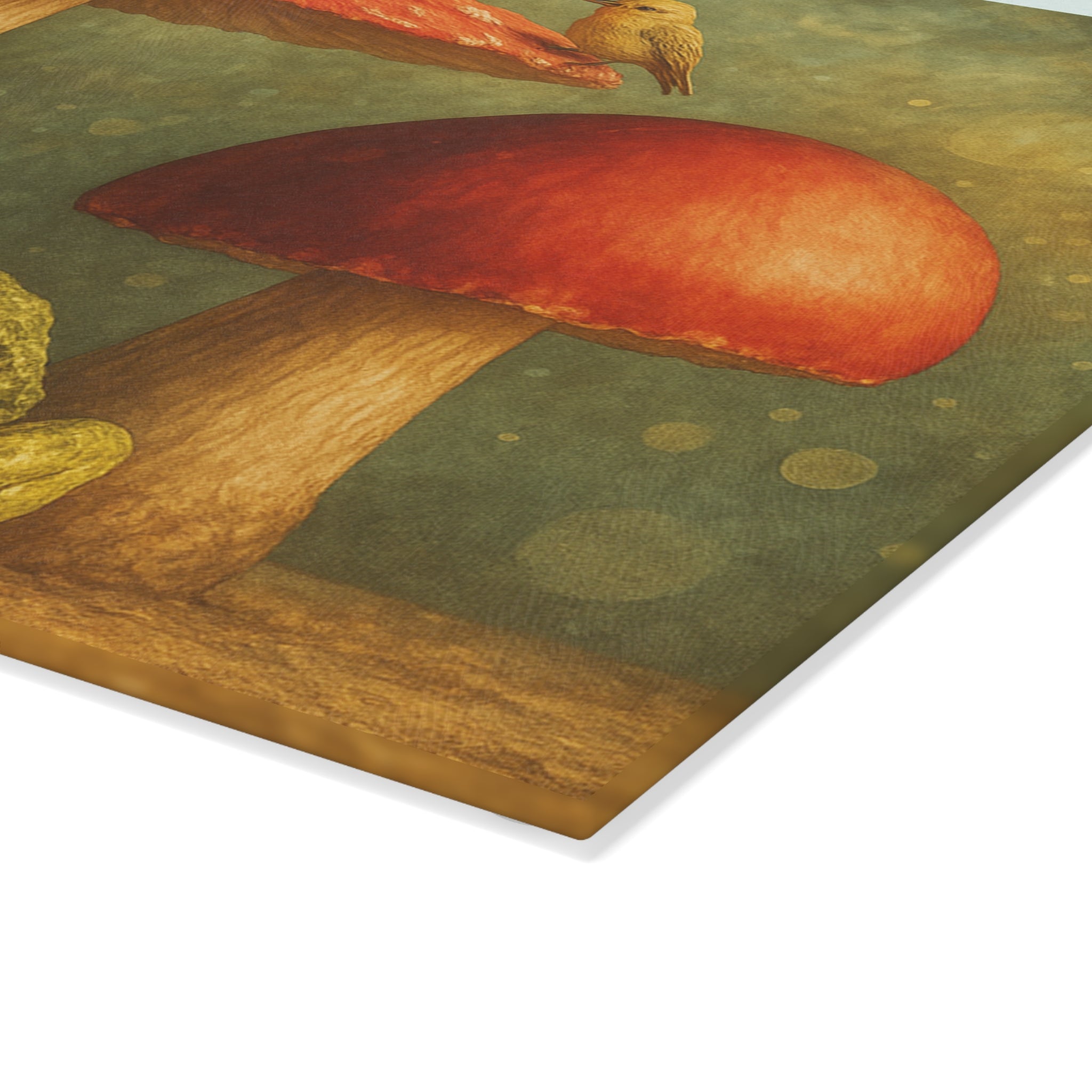 Whimsical Mushroom Frog Glass Cutting Board | Nature Lover Gift, Eco‑Friendly Kitchen Decor, Unique Serving Tray