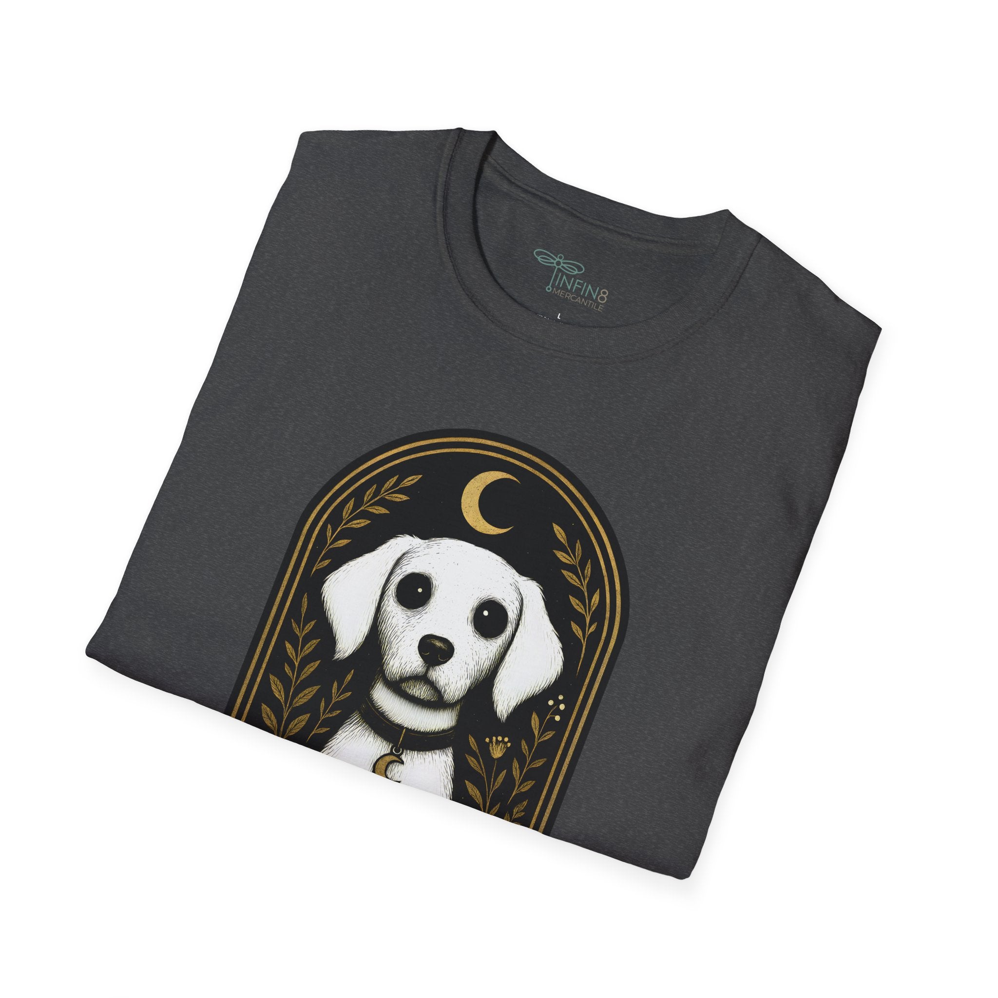 The Moonlit Hound T-Shirt | The Forest Gaden White Dog Art Tee for Pet Lovers