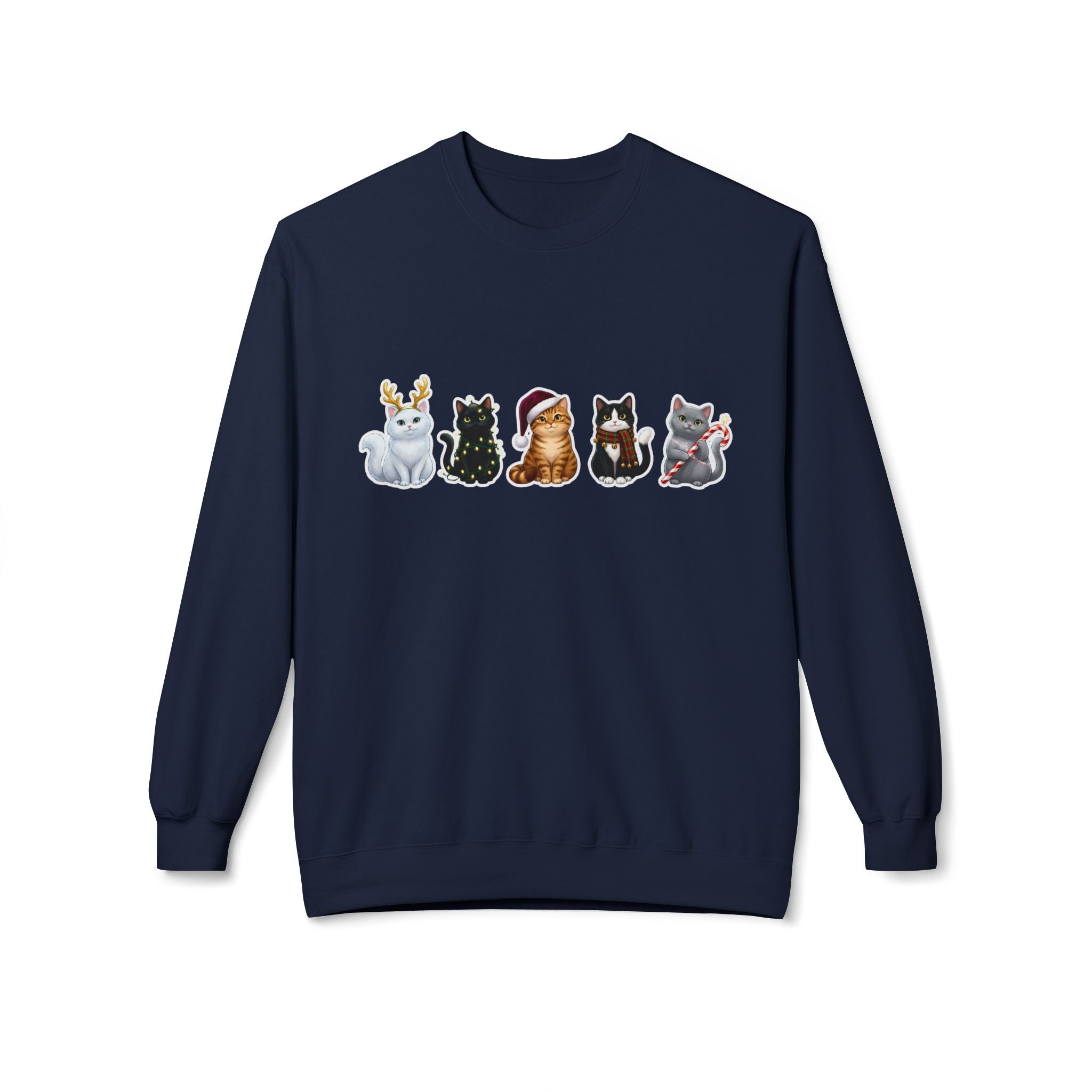 Santa Claws Crew Cat Christmas Pullover | White Black Tabby Tuxedo Gray Cat Lover Gift