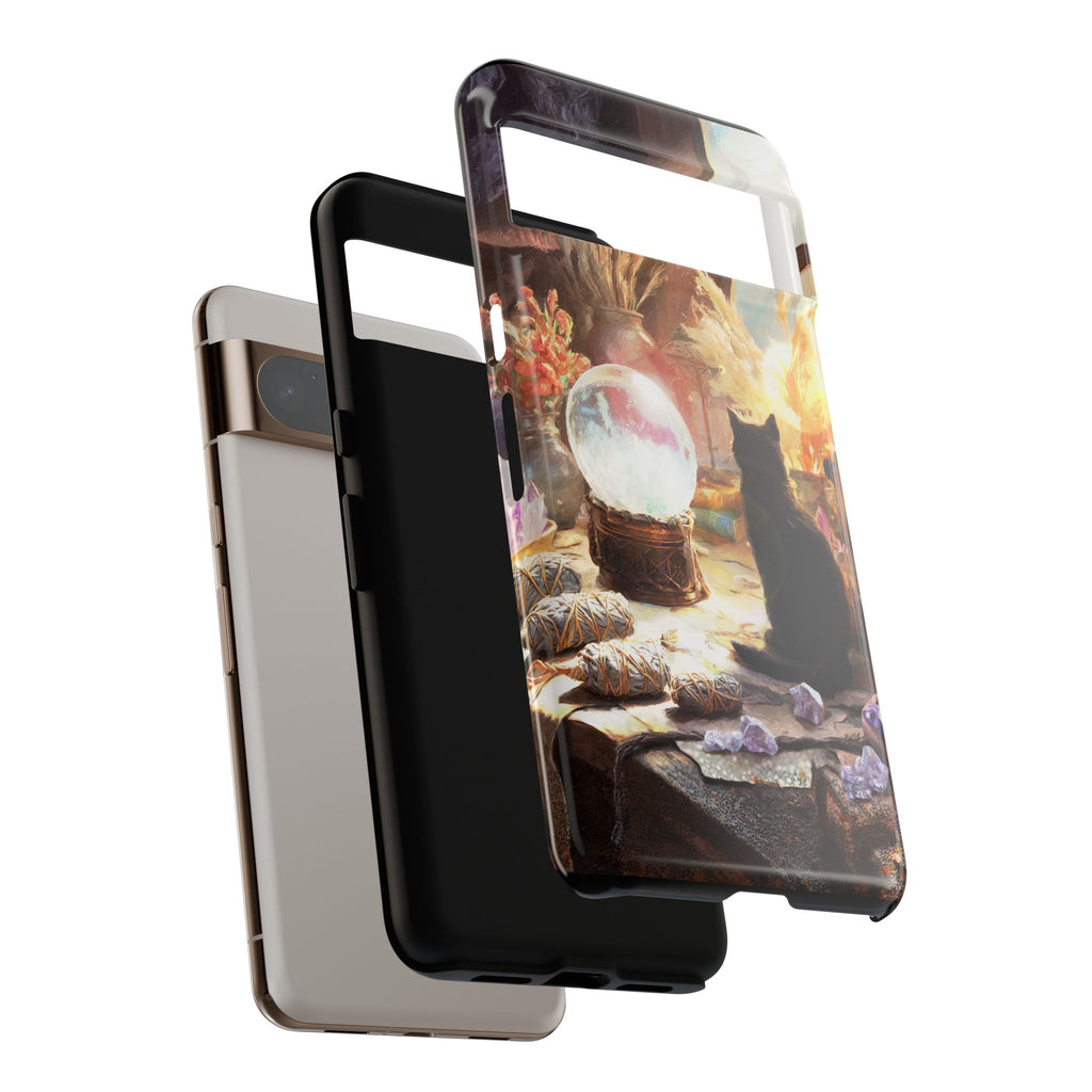 Crystal Phone case, Black Cat Case - Aesthetic Tough Case for Black Cat Lovers, Gift for Her, Witch Decor, Phone Protector, Home Vibes