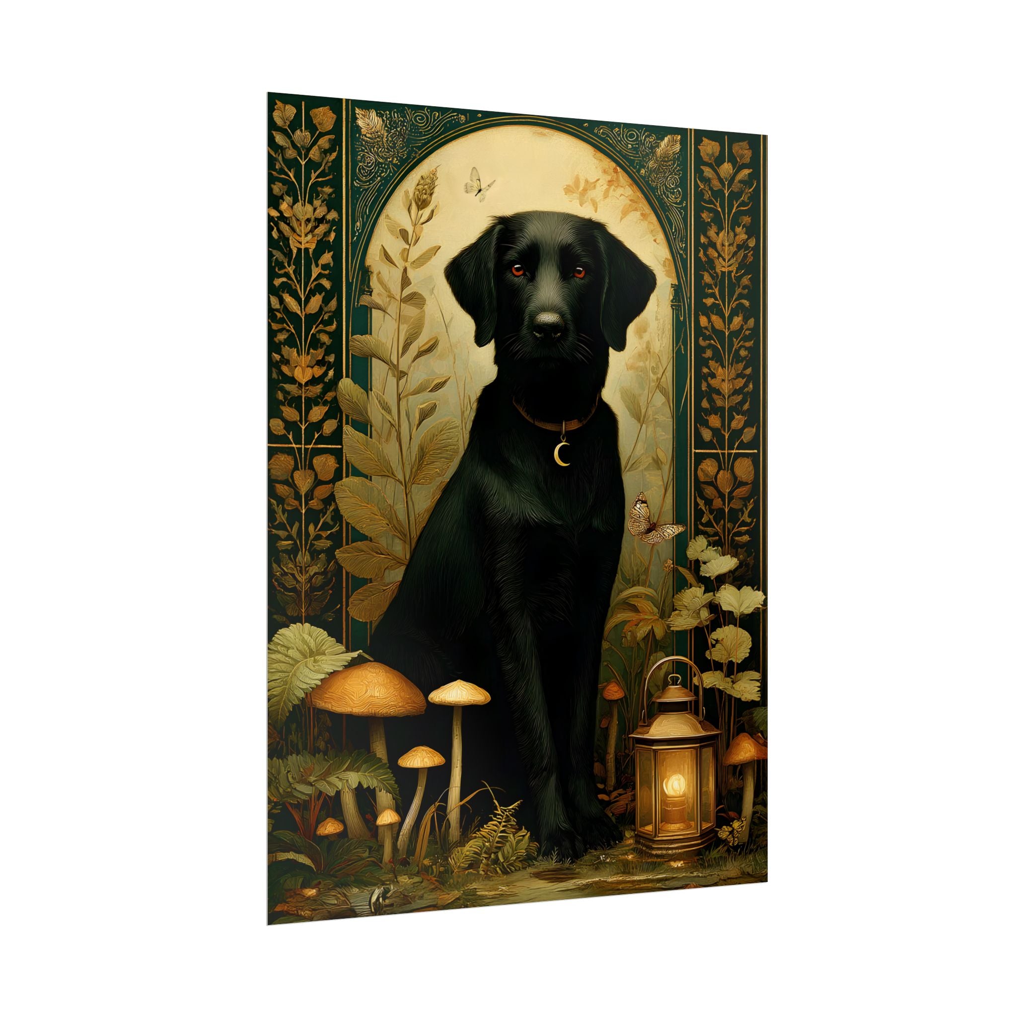The Faithful Dog Wall Art | The Forest Guardian Collection Black Lab Print