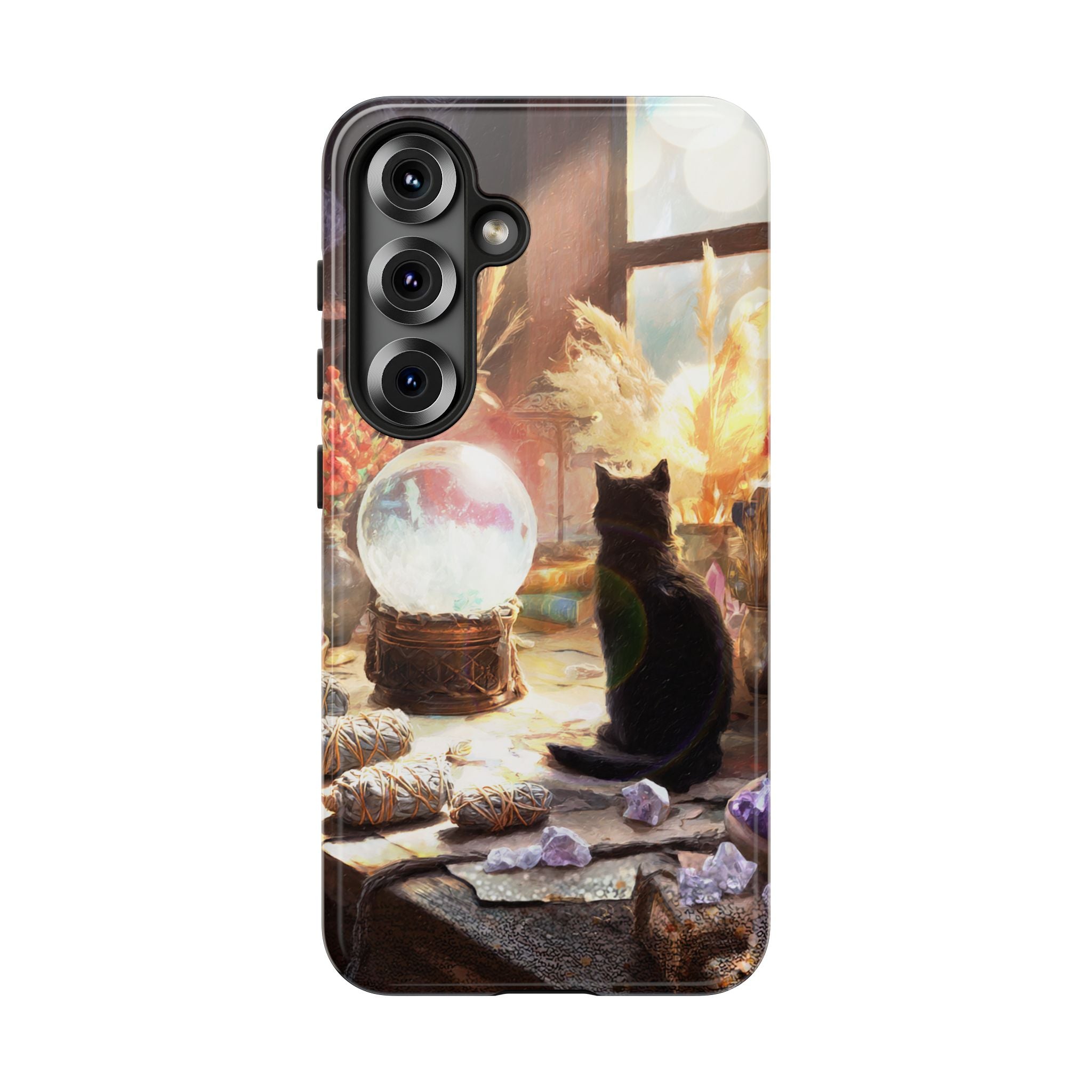 Crystal Phone case, Black Cat Case - Aesthetic Tough Case for Black Cat Lovers, Gift for Her, Witch Decor, Phone Protector, Home Vibes