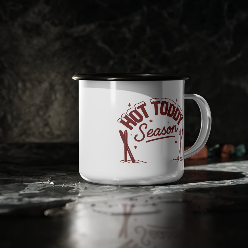 Hot Toddy Red Après Ski Cocktail Enamel Mug | cozy winter ski lodge hot drink cup