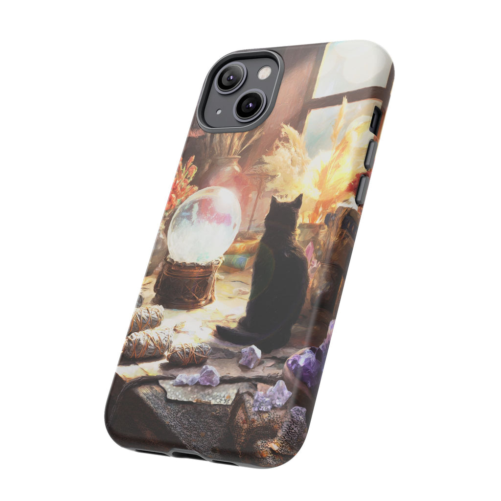 Crystal Phone case, Black Cat Case - Aesthetic Tough Case for Black Cat Lovers, Gift for Her, Witch Decor, Phone Protector, Home Vibes