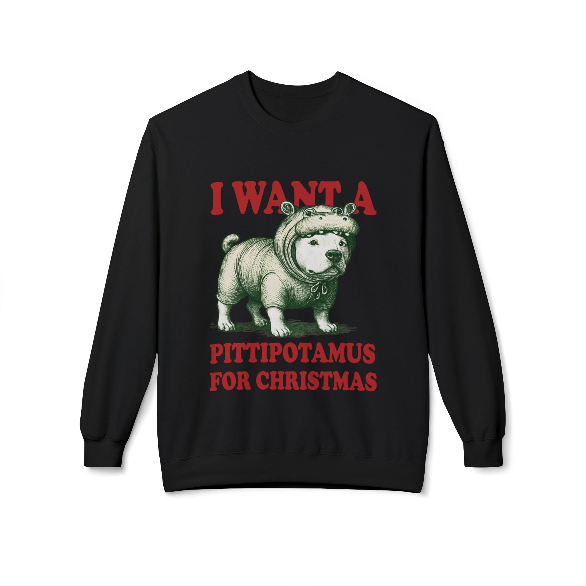 Dog Pitbull Christmas Sweatshirt | Cute Pittipotamus Holiday Pullover for Dog Lovers