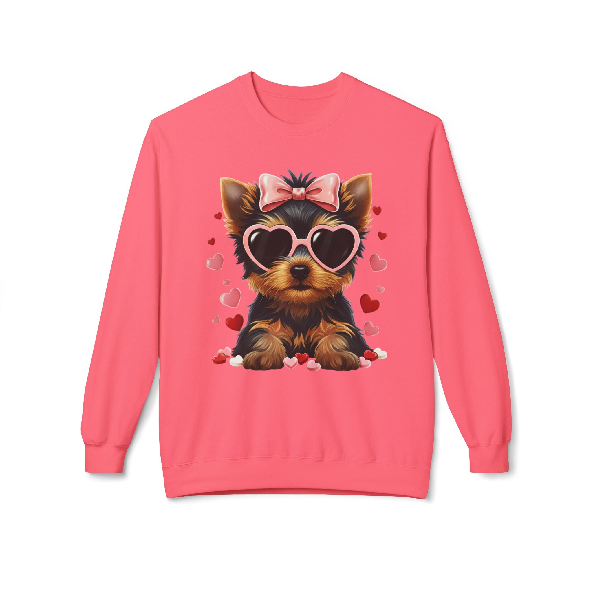 Yorkshire Terrier Valentine Shirt | Yorkie Heart Sunglasses Pullover Sweatshirt Gift for Her