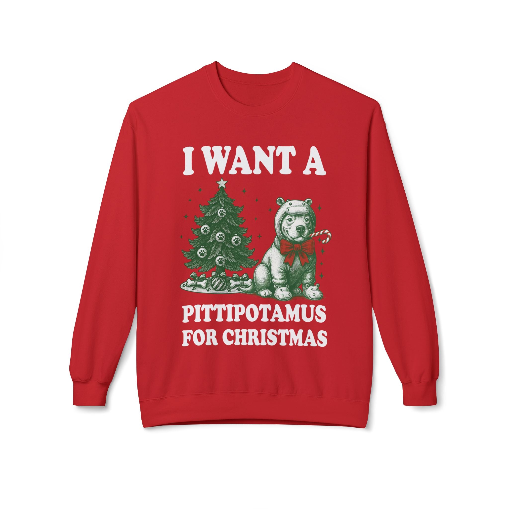 Pitbull Christmas Pullover | Cute Pittipotamus Holiday Sweatshirt for Dog Lovers