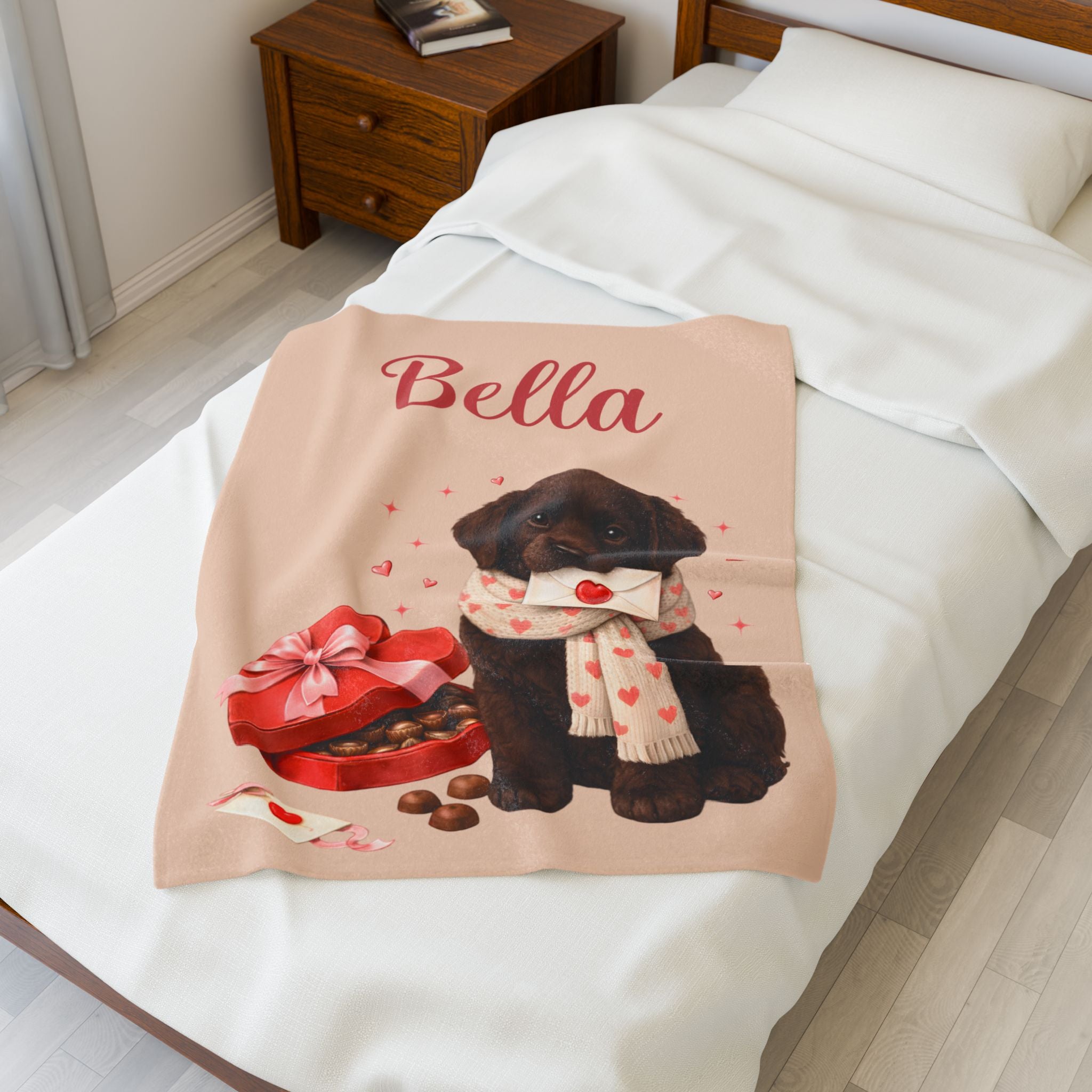 Valentines Day Chocolate Lab Custom Blanket | Plush Labrador Lover Throw for Cozy Evenings