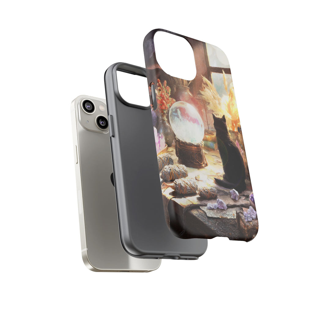 Crystal Phone case, Black Cat Case - Aesthetic Tough Case for Black Cat Lovers, Gift for Her, Witch Decor, Phone Protector, Home Vibes