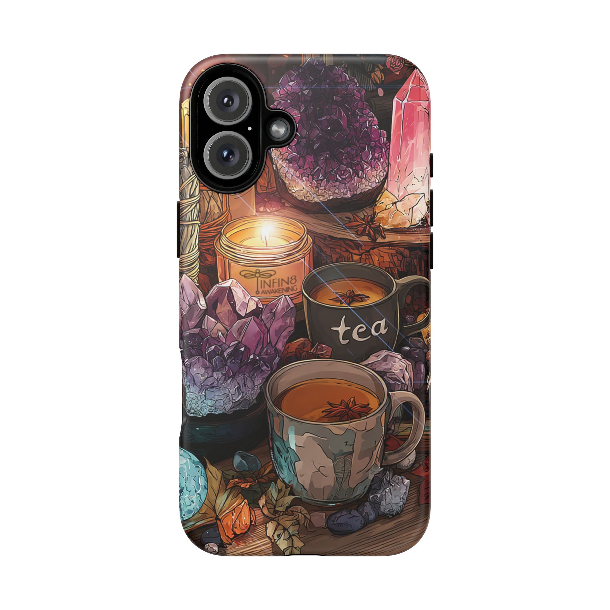 Mystical Crystal Phone Case, Cottagecore Samsung Case - Crystal Tea Lovers Phone Case, Spiritual iPhone Case, Samsung Magical FairyCore Case