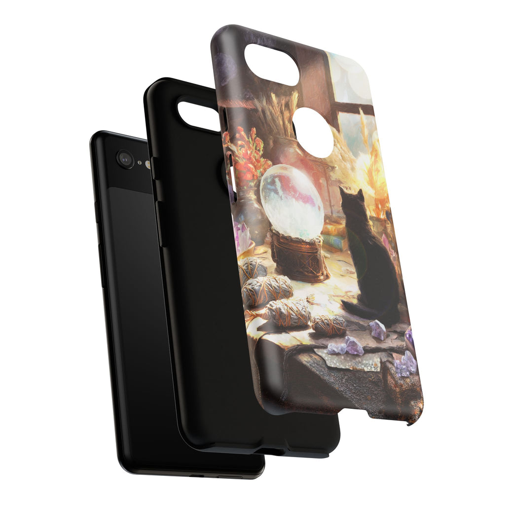 Crystal Phone case, Black Cat Case - Aesthetic Tough Case for Black Cat Lovers, Gift for Her, Witch Decor, Phone Protector, Home Vibes