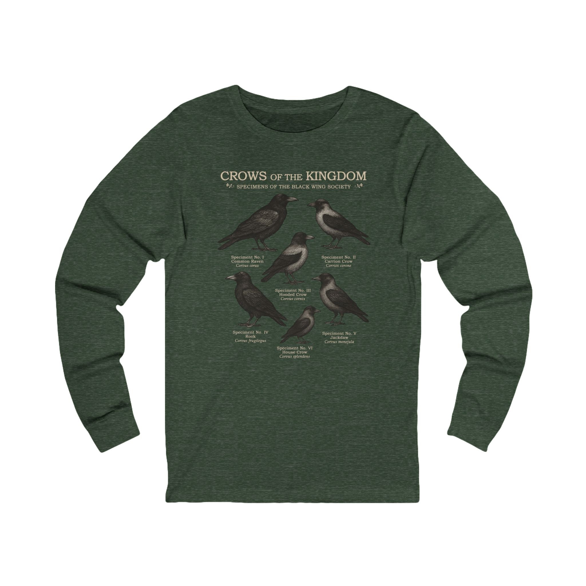 Crows of the Kingdom Long Sleeve Tee | Castlecore Crow study shirt medieval illustration and vintage fantasy