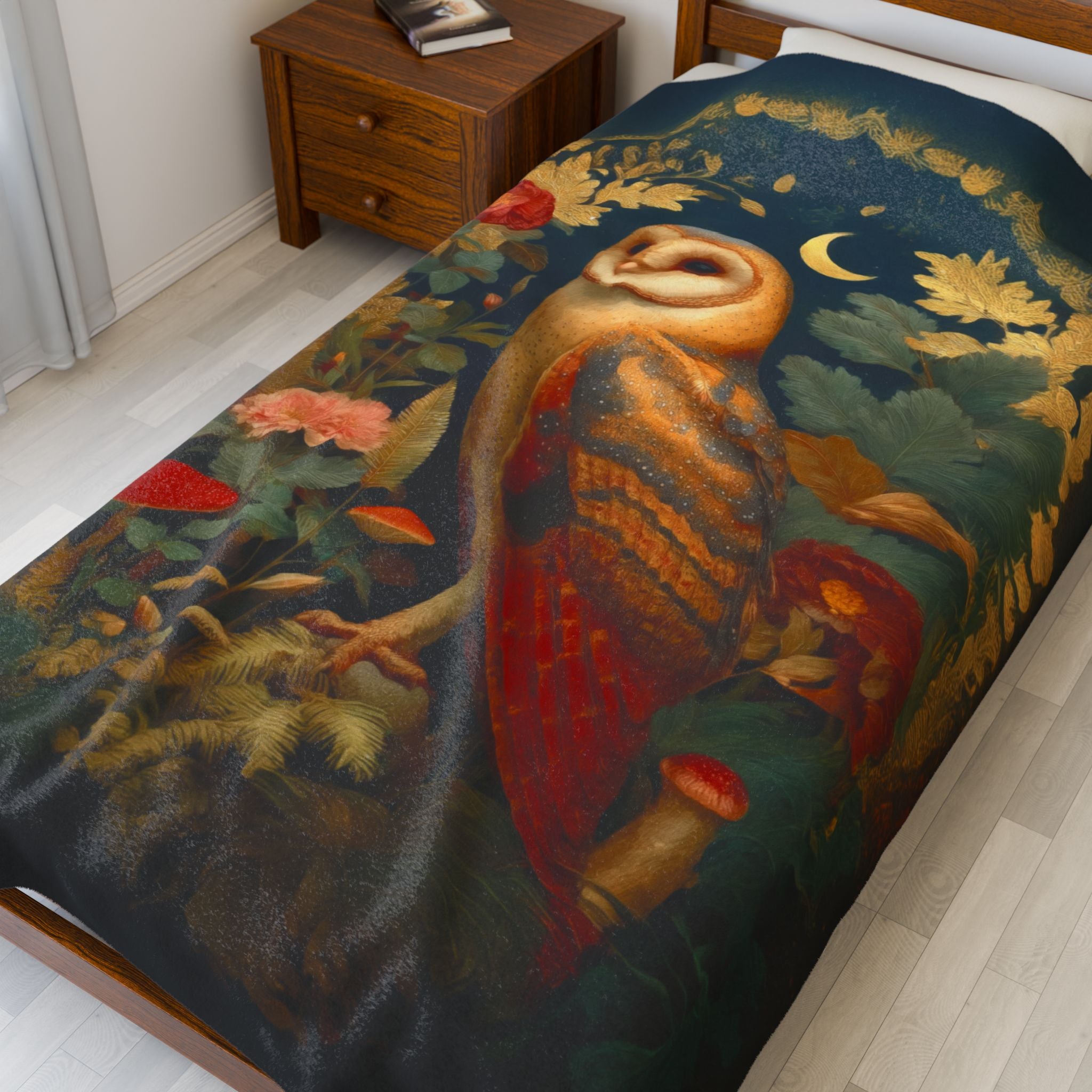 Owl Woodland Blanket | Cozy Luxury Woodland Throw for Nature-Inspired Homes
