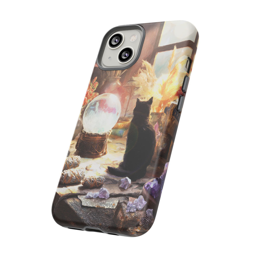 Crystal Phone case, Black Cat Case - Aesthetic Tough Case for Black Cat Lovers, Gift for Her, Witch Decor, Phone Protector, Home Vibes