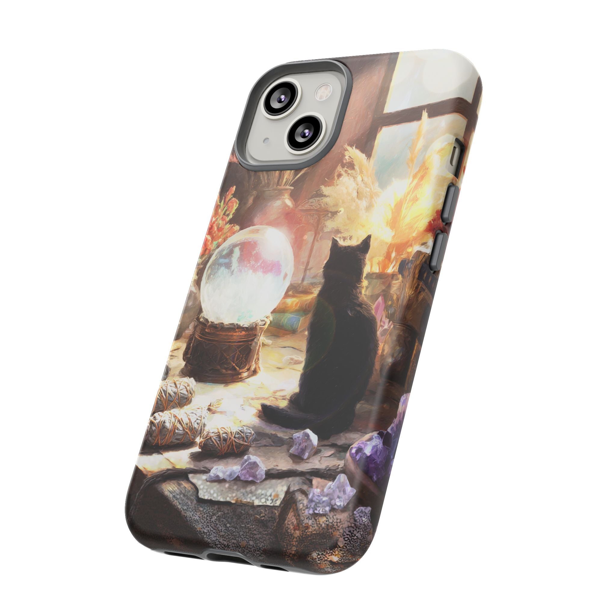 Crystal Phone case, Black Cat Case - Aesthetic Tough Case for Black Cat Lovers, Gift for Her, Witch Decor, Phone Protector, Home Vibes