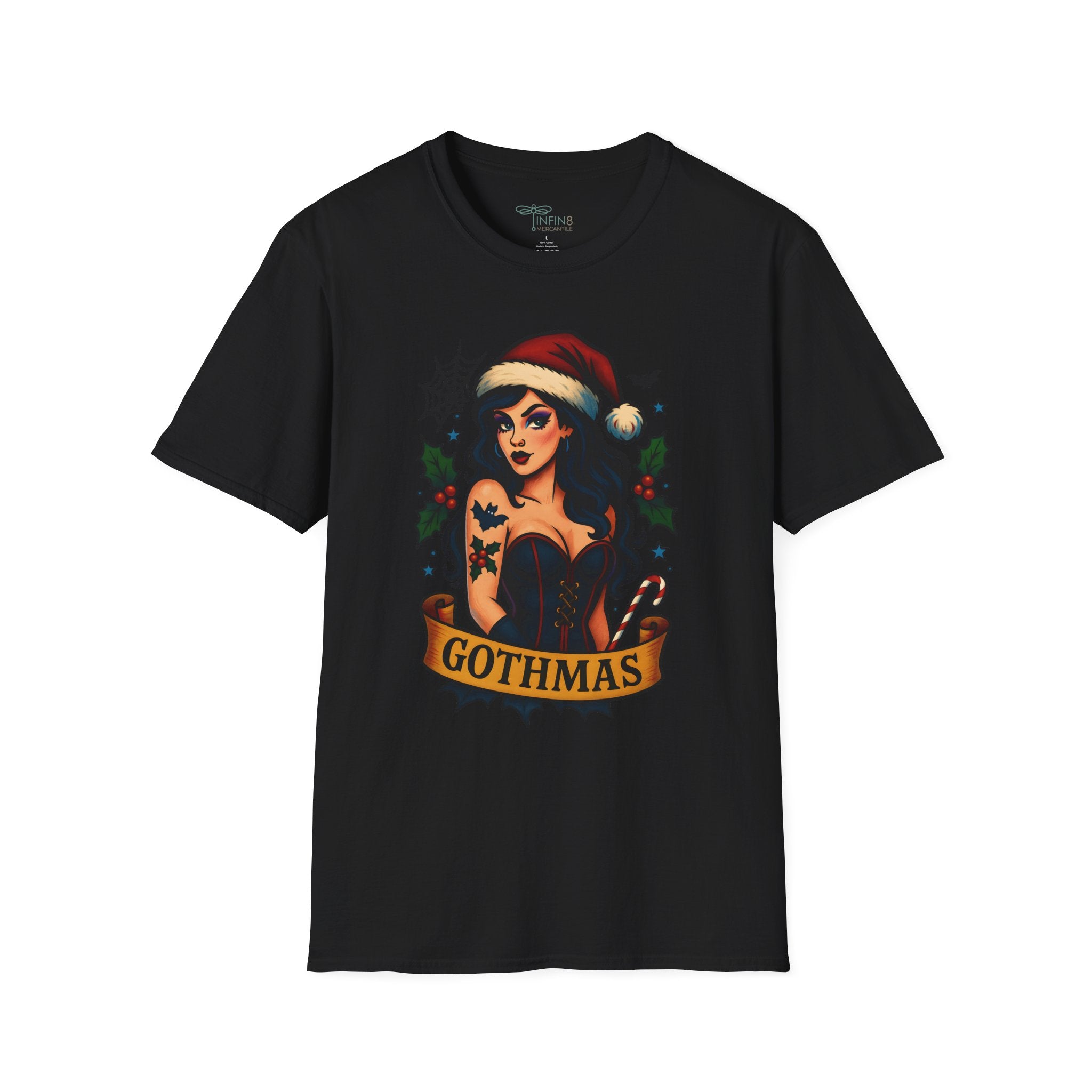 Gothmas Pin-Up T-Shirt | Men's Vintage Tattoo Christmas Tee