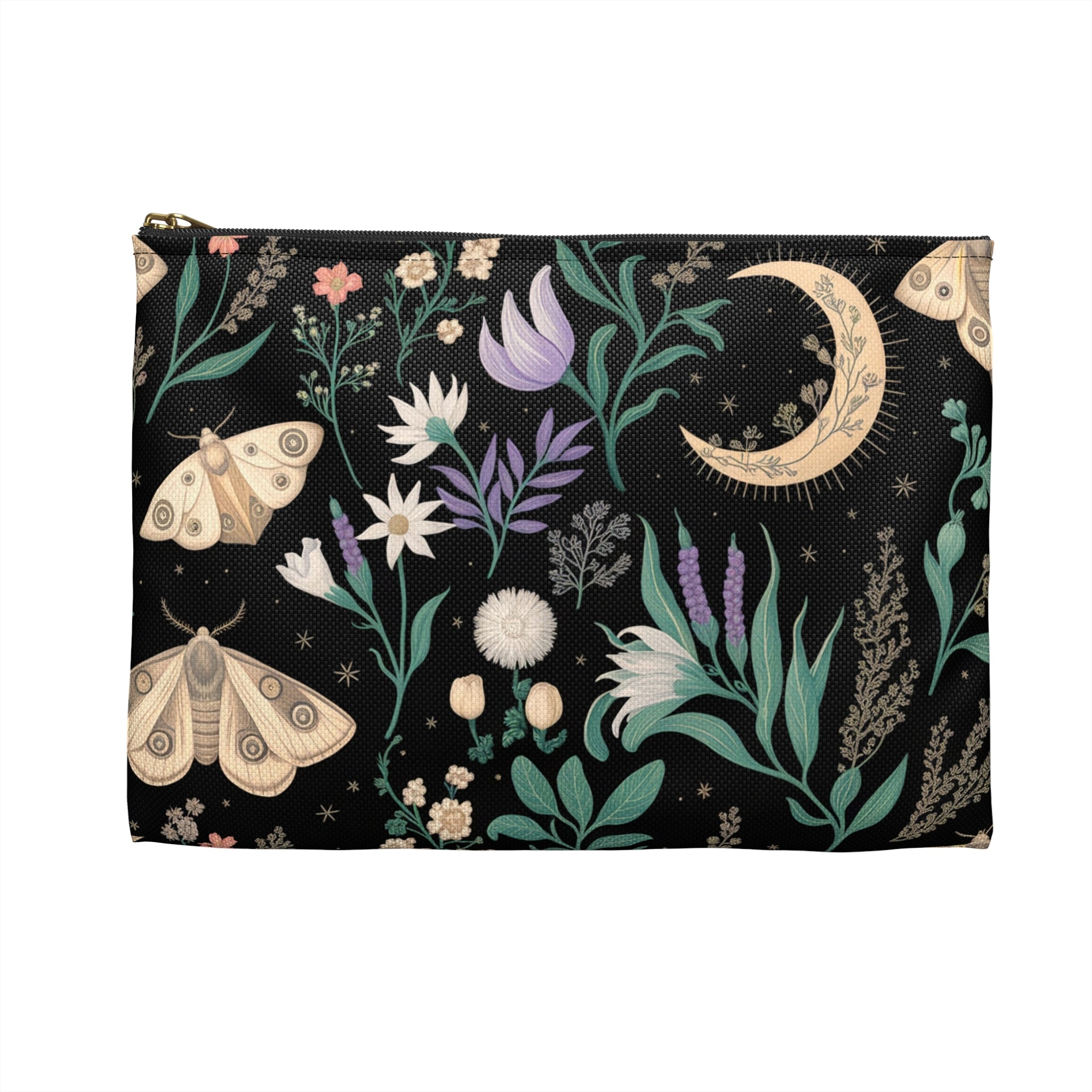 Celestial Moth Floral Accessory Pouch