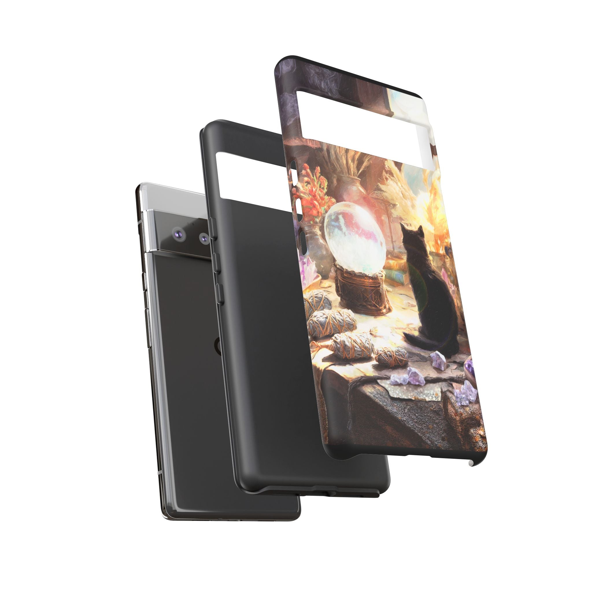 Crystal Phone case, Black Cat Case - Aesthetic Tough Case for Black Cat Lovers, Gift for Her, Witch Decor, Phone Protector, Home Vibes