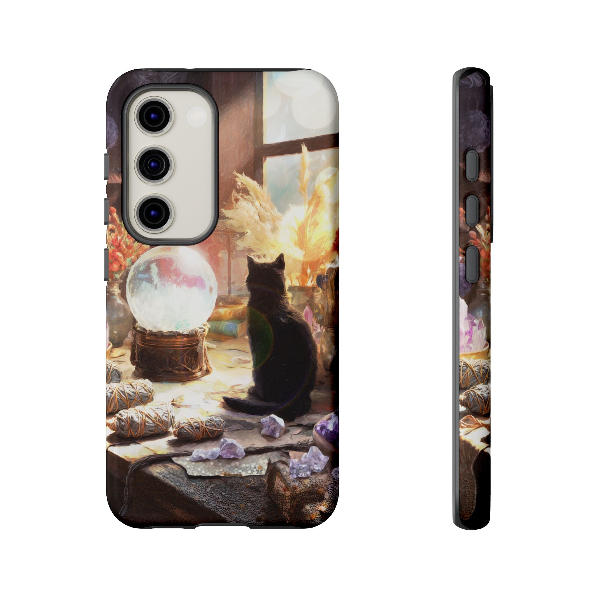 Crystal Phone case, Black Cat Case - Aesthetic Tough Case for Black Cat Lovers, Gift for Her, Witch Decor, Phone Protector, Home Vibes