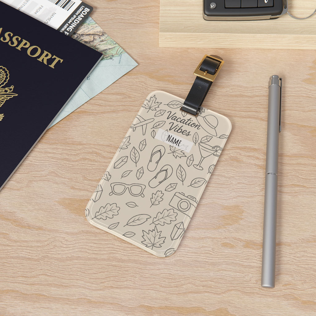 Luggage Tag Ivory Vacation Vibe | Custom Travel Accessory, Personalized Suitcase Label, Bridal Gift, Cute Holiday Gift, Customer Travel Tag