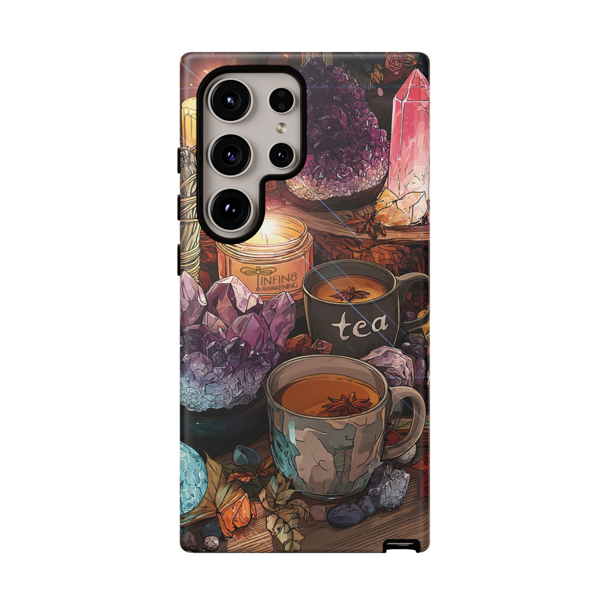 Mystical Crystal Phone Case, Cottagecore Samsung Case - Crystal Tea Lovers Phone Case, Spiritual iPhone Case, Samsung Magical FairyCore Case
