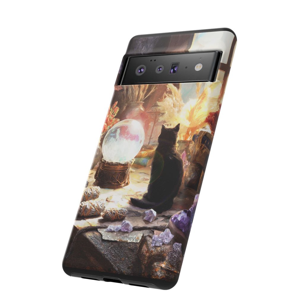 Crystal Phone case, Black Cat Case - Aesthetic Tough Case for Black Cat Lovers, Gift for Her, Witch Decor, Phone Protector, Home Vibes