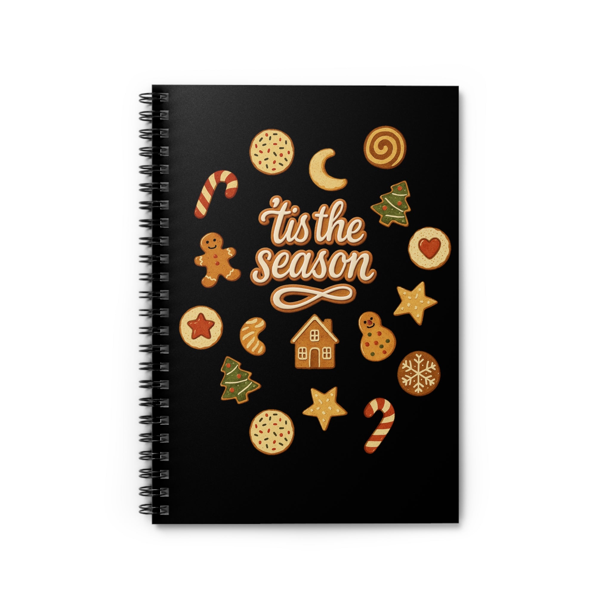 Christmas Cookie Spiral Notebook - 'Tis the Season, Holiday Journal, Christmas Gift, Cookie Design, Make Lists, Planning, School Supplies
