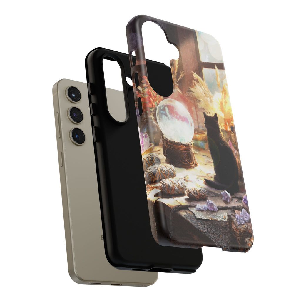 Crystal Phone case, Black Cat Case - Aesthetic Tough Case for Black Cat Lovers, Gift for Her, Witch Decor, Phone Protector, Home Vibes