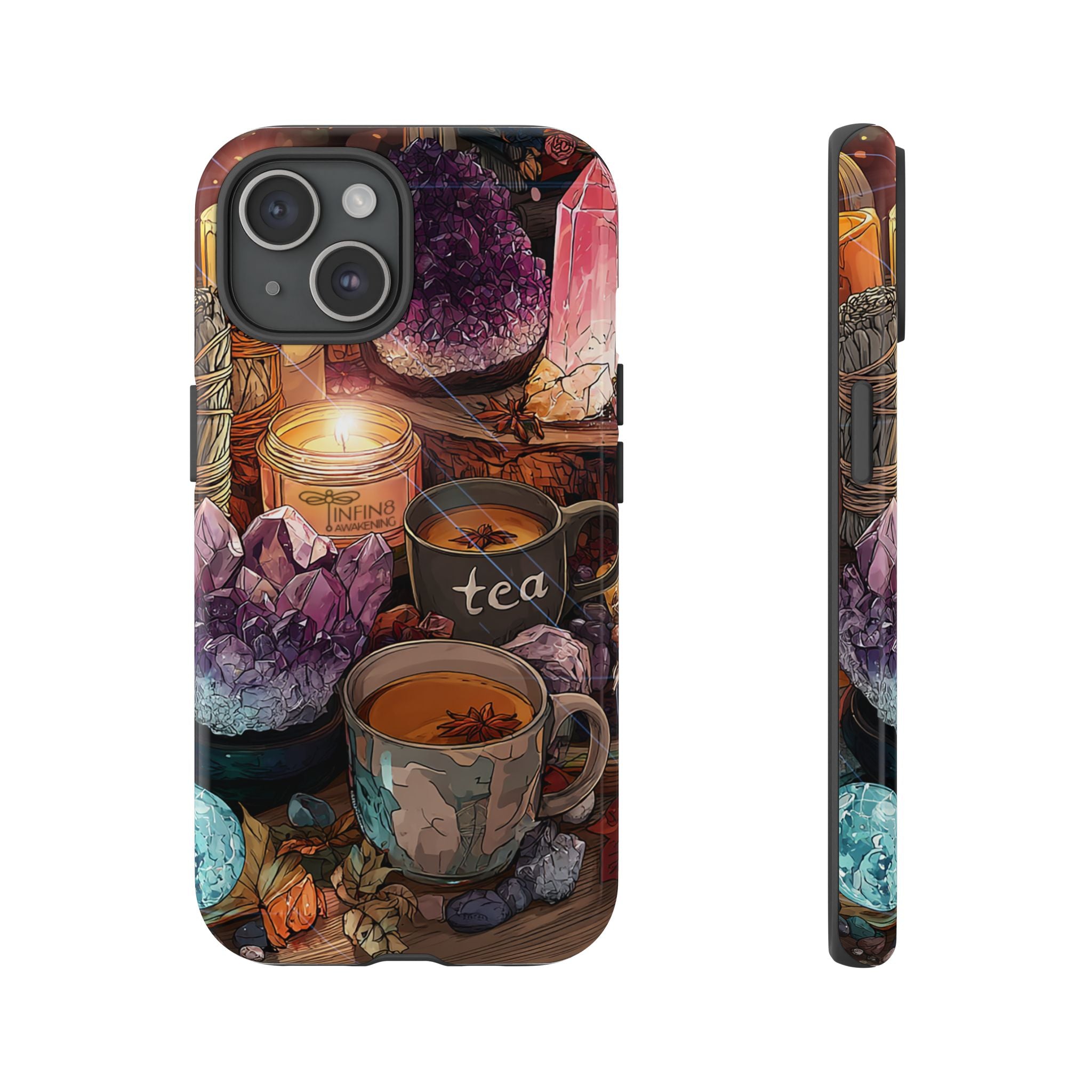 Mystical Crystal Phone Case, Cottagecore Samsung Case - Crystal Tea Lovers Phone Case, Spiritual iPhone Case, Samsung Magical FairyCore Case
