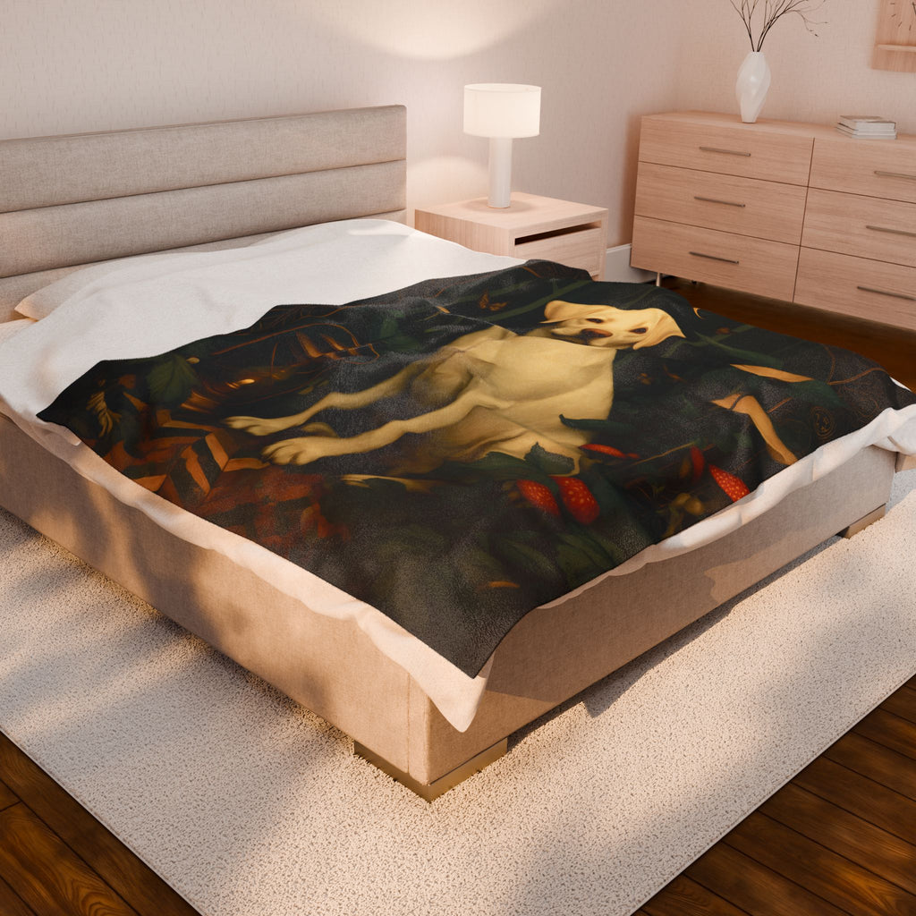Yellow Labrador Art Blanket | The Forest Garden Collection Throw for Lab Retriever Owners