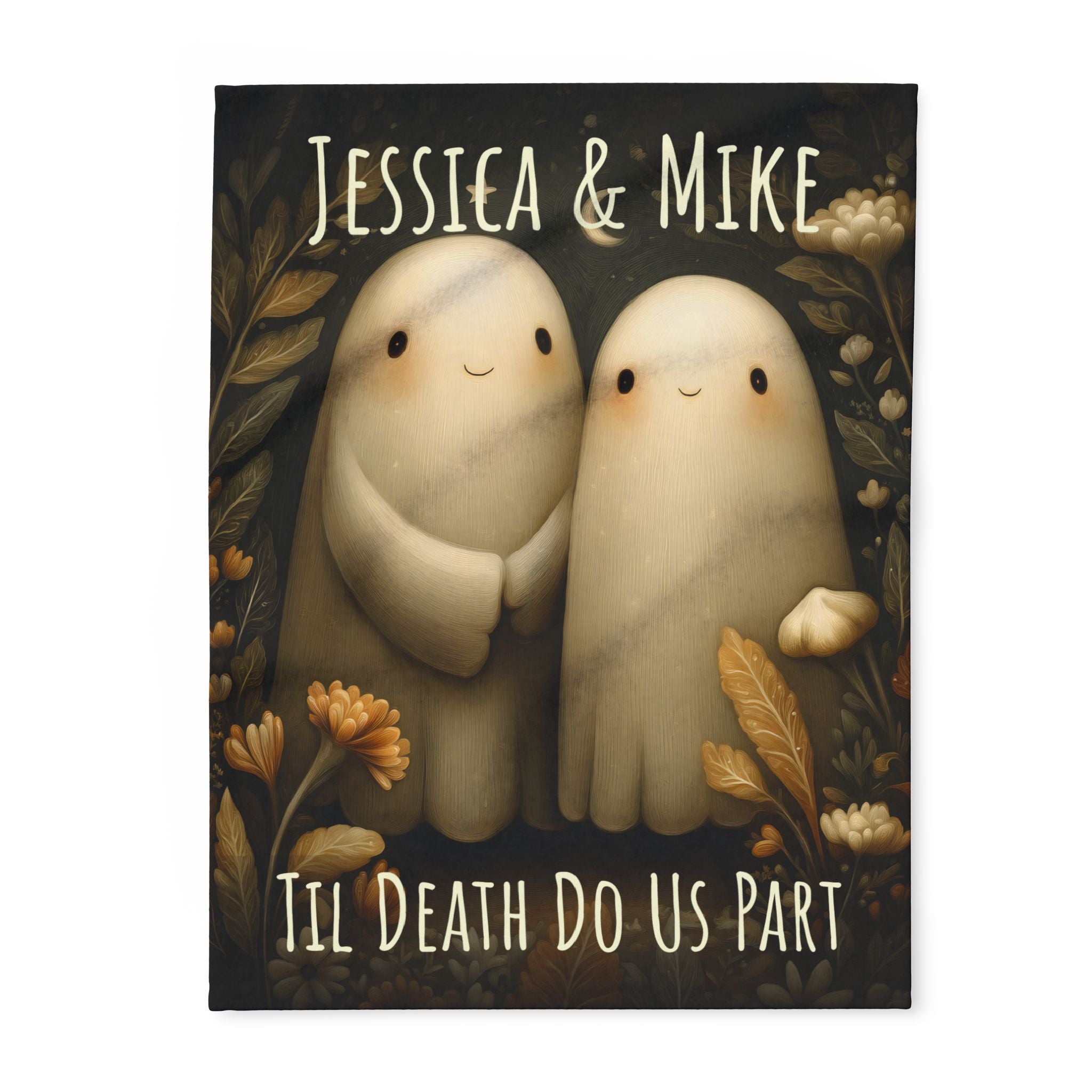 Valentine Blanket Til Death Do Us Part Ghost Blanket | Custom Name Valentines Day Couple Throw