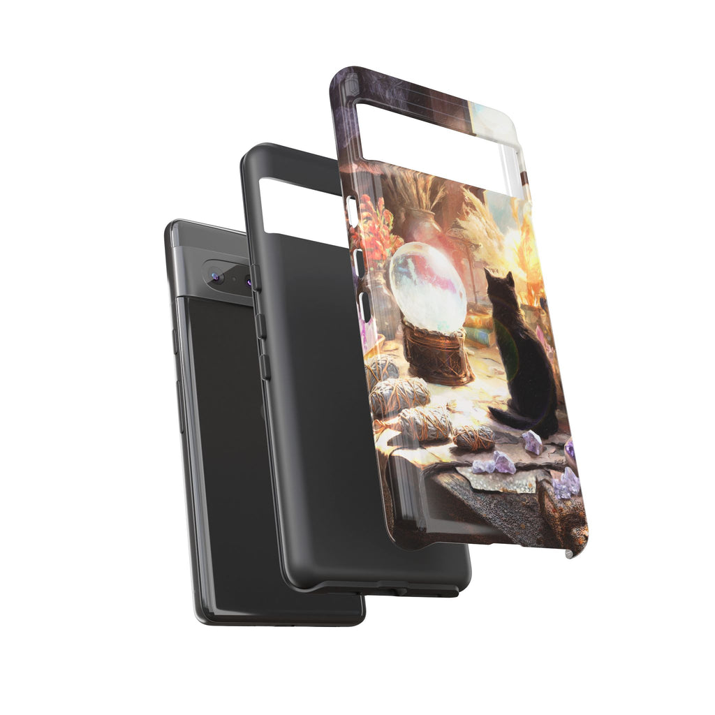 Crystal Phone case, Black Cat Case - Aesthetic Tough Case for Black Cat Lovers, Gift for Her, Witch Decor, Phone Protector, Home Vibes